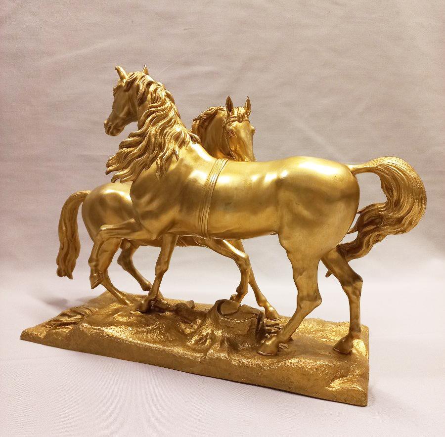 19th Century Gilt Bronze Horse Sculpture For Sale 7