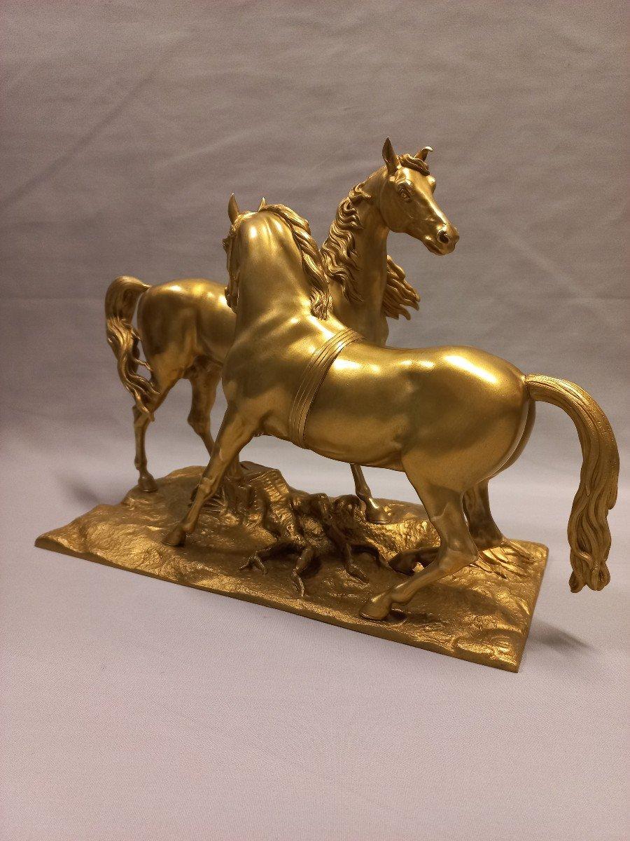 19th Century Gilt Bronze Horse Sculpture In Excellent Condition For Sale In CHALON-SUR-SAÔNE, FR