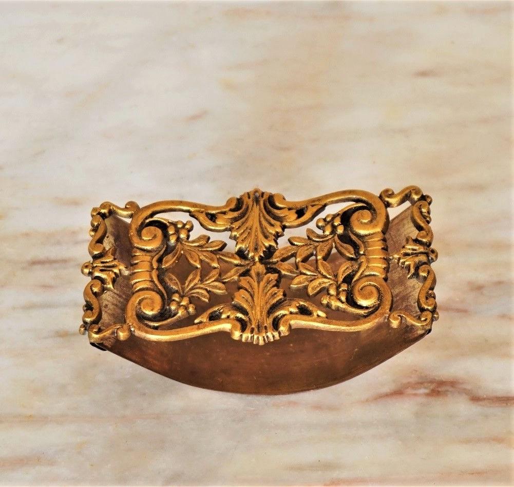 Dorato Set di calamai in bronzo dorato del XIX secolo con tampone per inchiostro e portacandele in vendita