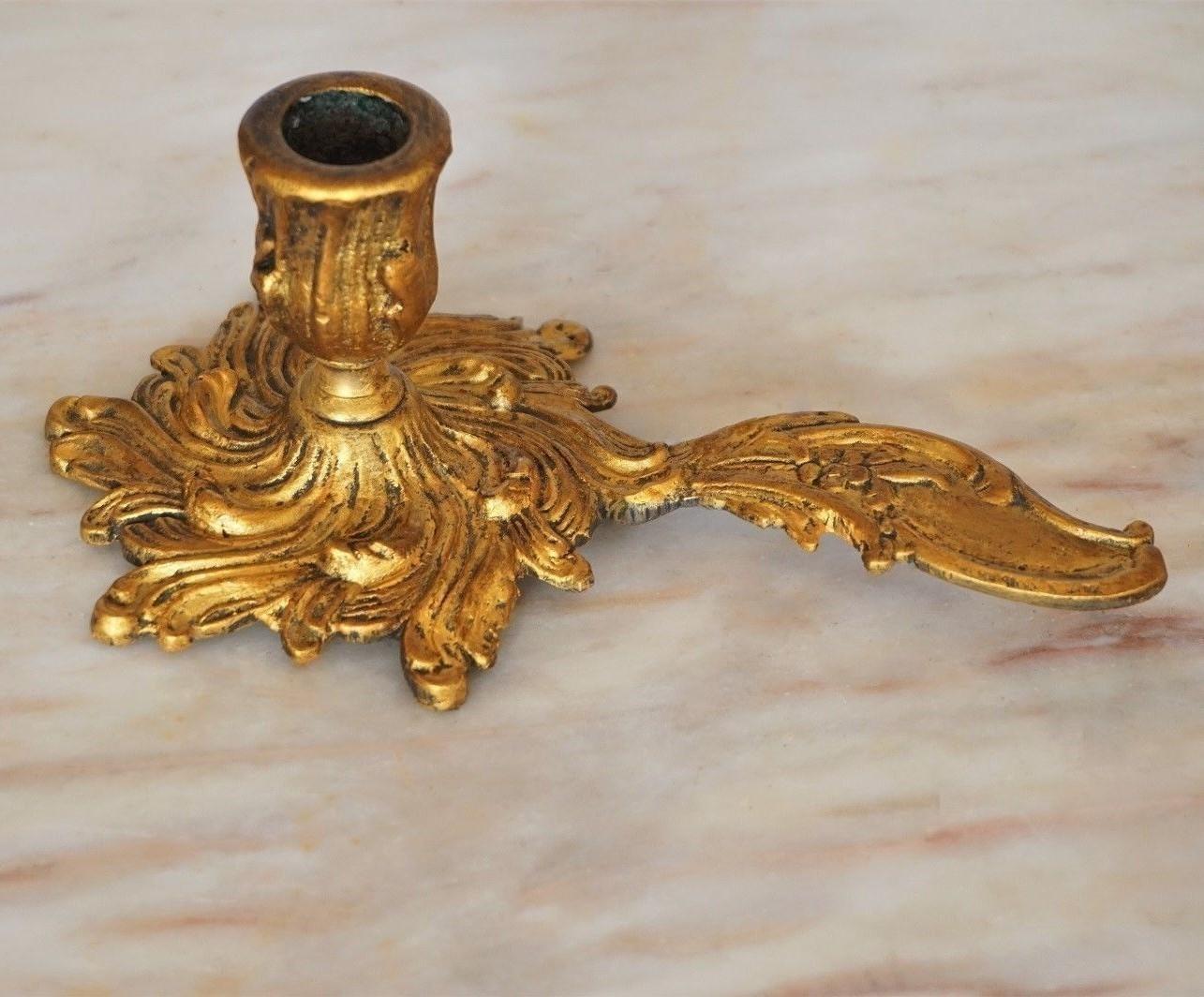 Porcelain 19th Century Gilt Bronze Inkwell Stand Set with Ink Blotter and Candleholder For Sale