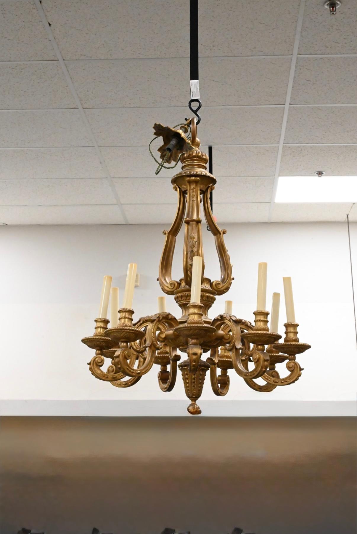 French 19th Century, Gilt Bronze Louis XVI 8 Arm Chandelier For Sale