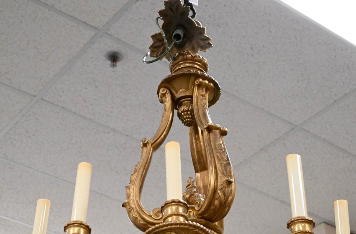 19th Century, Gilt Bronze Louis XVI 8 Arm Chandelier For Sale 2