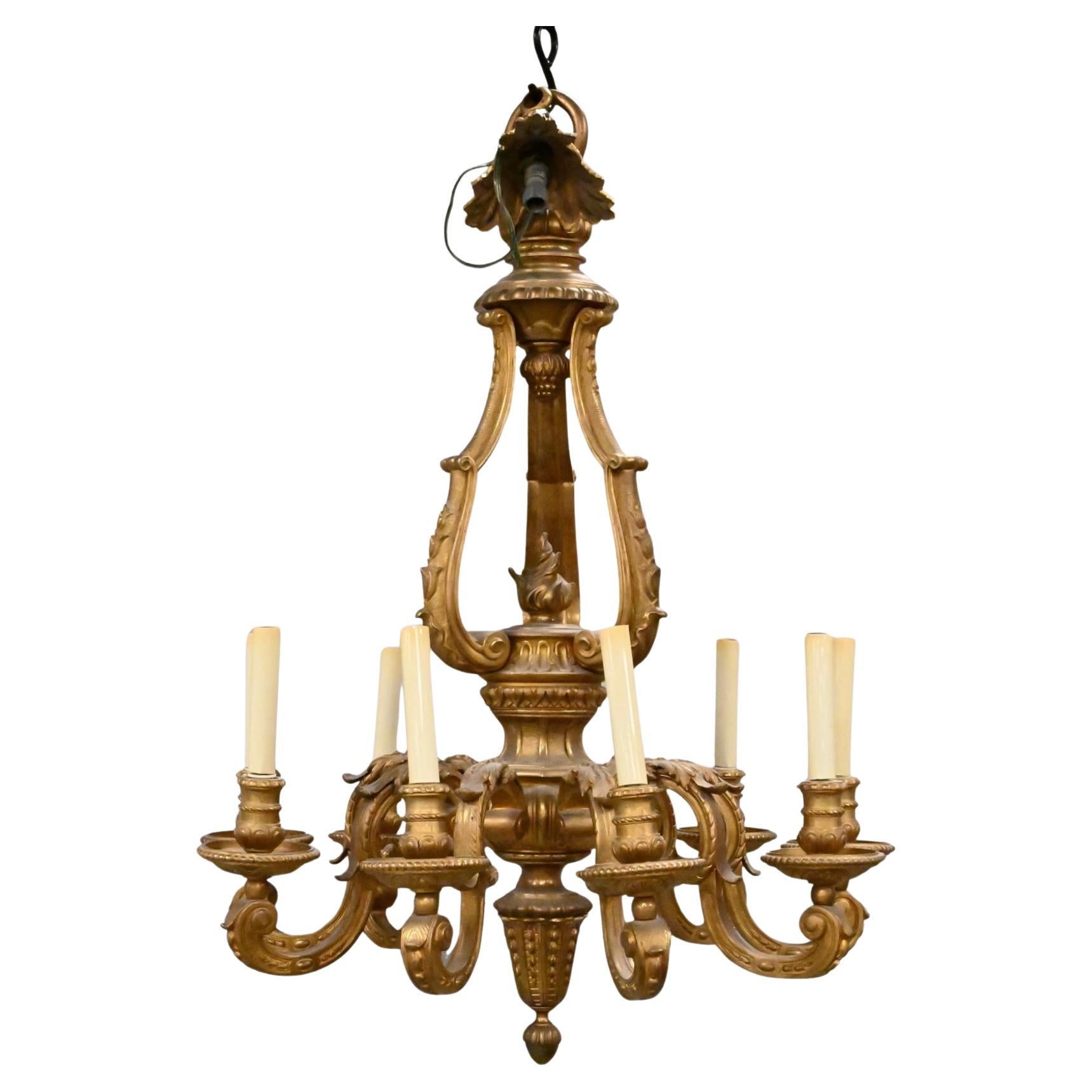 19th Century, Gilt Bronze Louis XVI 8 Arm Chandelier For Sale