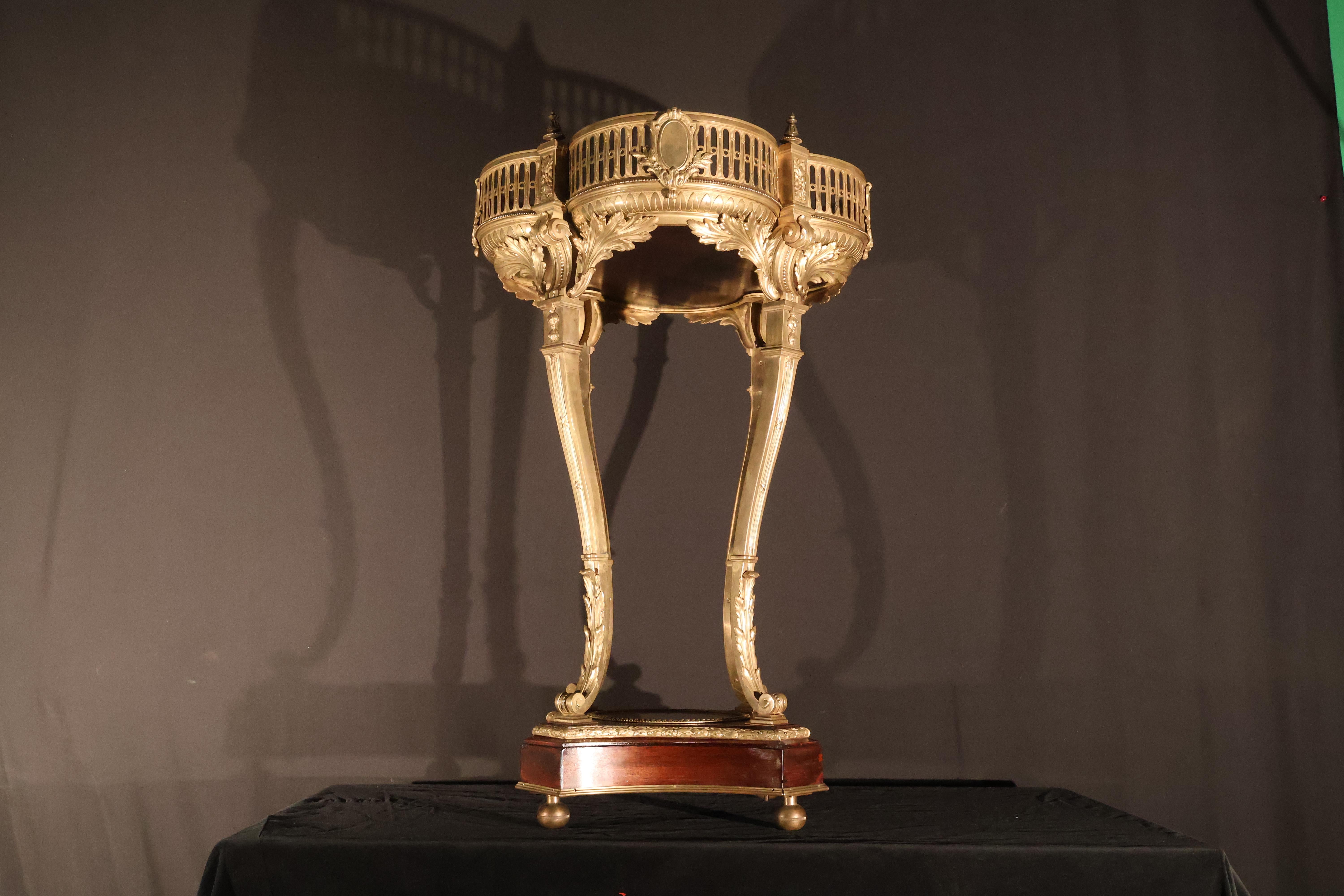 Vaso in bronzo dorato, mogano e marmo del XIX secolo in vendita 4