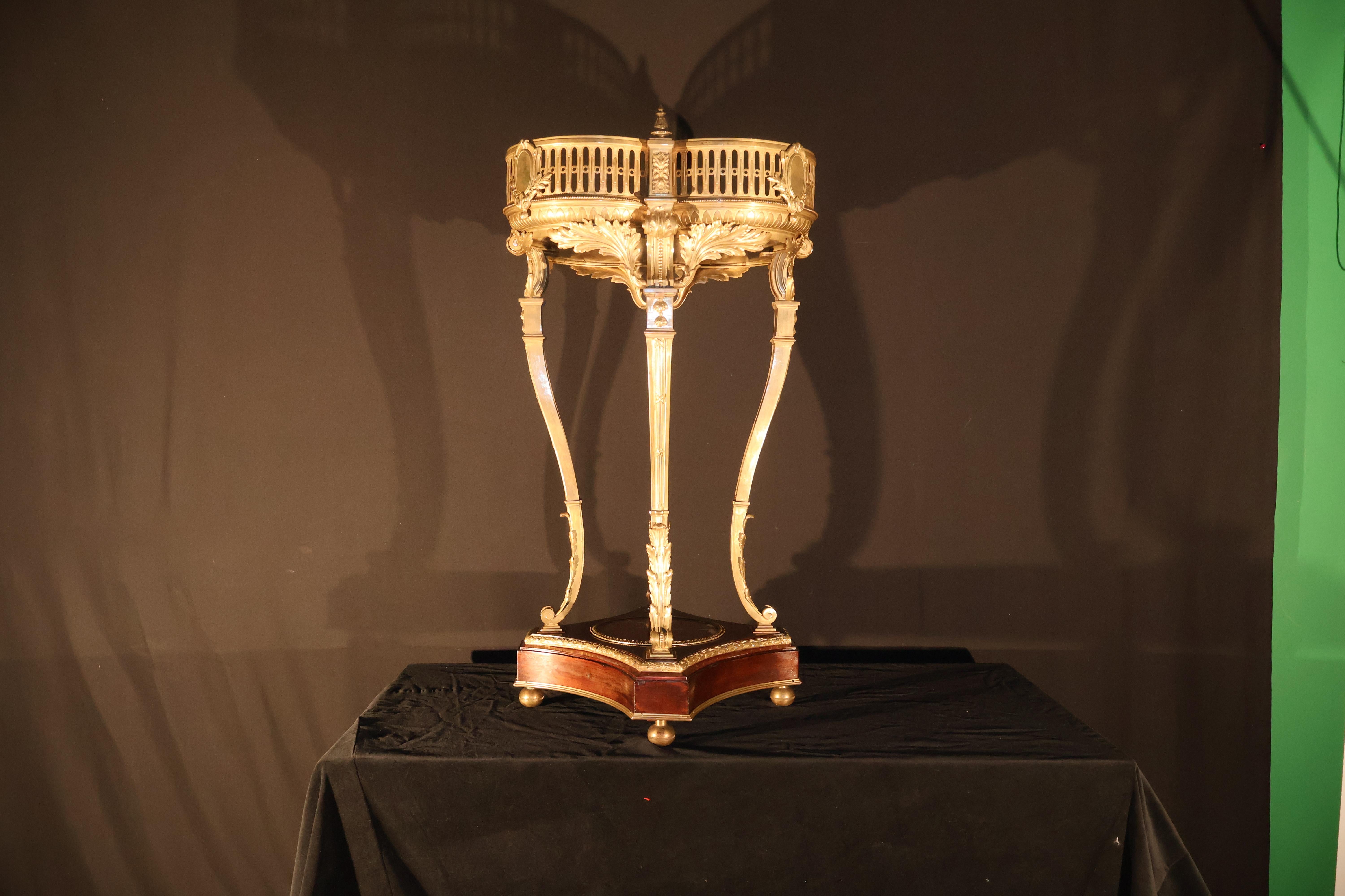 Vaso in bronzo dorato, mogano e marmo del XIX secolo in vendita 8