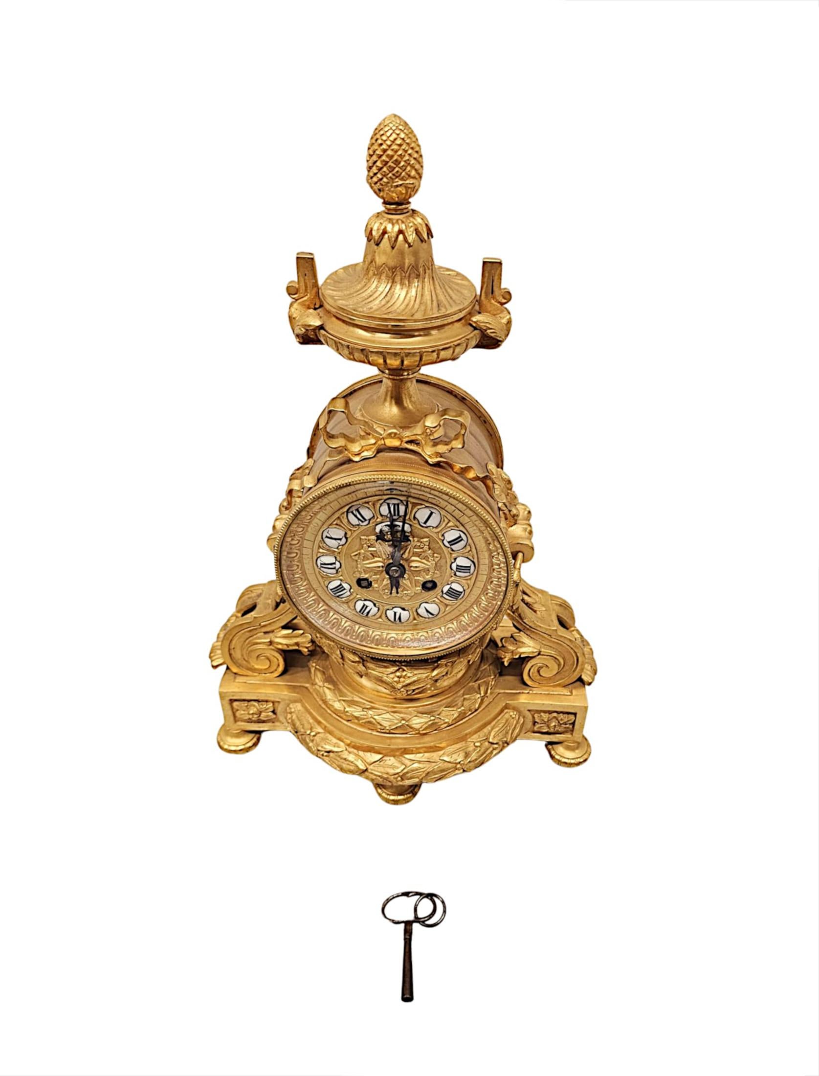 Orologio da camino in bronzo dorato del XIX secolo di Richond of Paris In condizioni buone in vendita a Dublin, IE