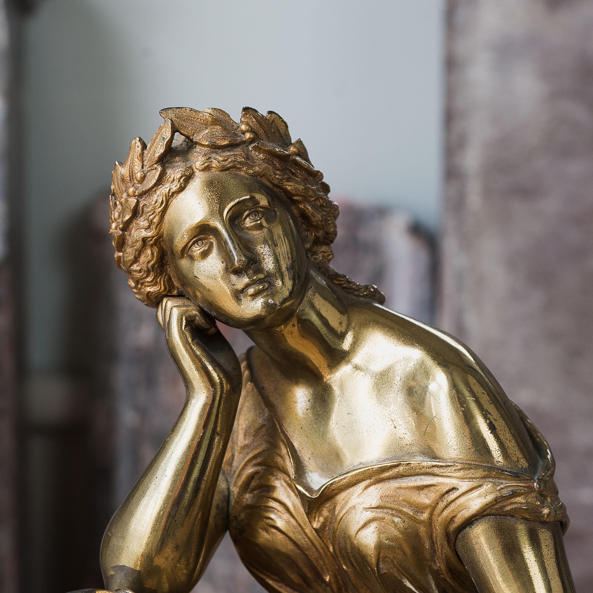 Greco Roman 19th Century Gilt Bronze Model of Sappho For Sale
