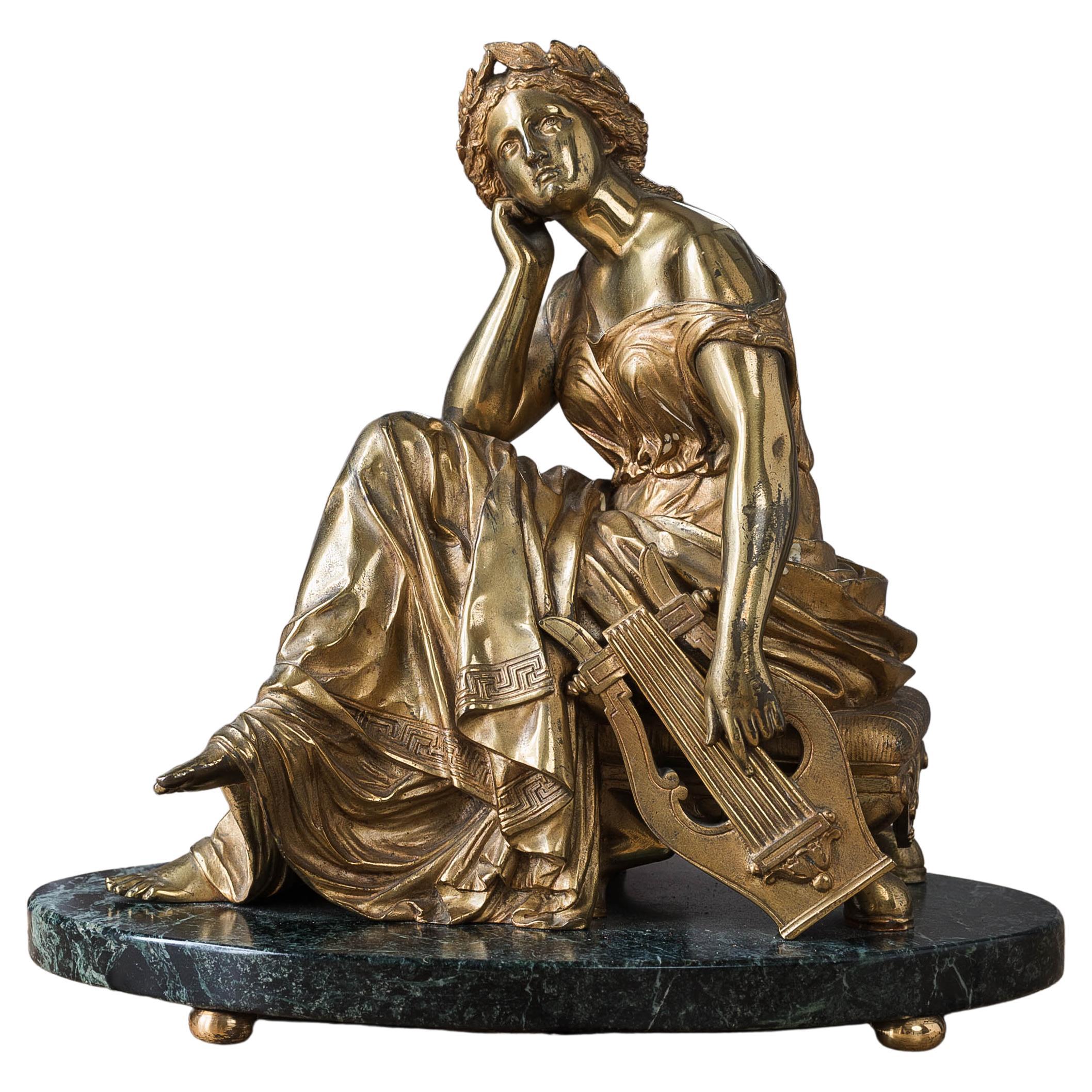 Vergoldetes Bronze-Modell der Sappho aus dem 19.