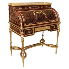 Bureau cylindrique monté en bronze doré du 19ème siècle, probablement par Franois Linke