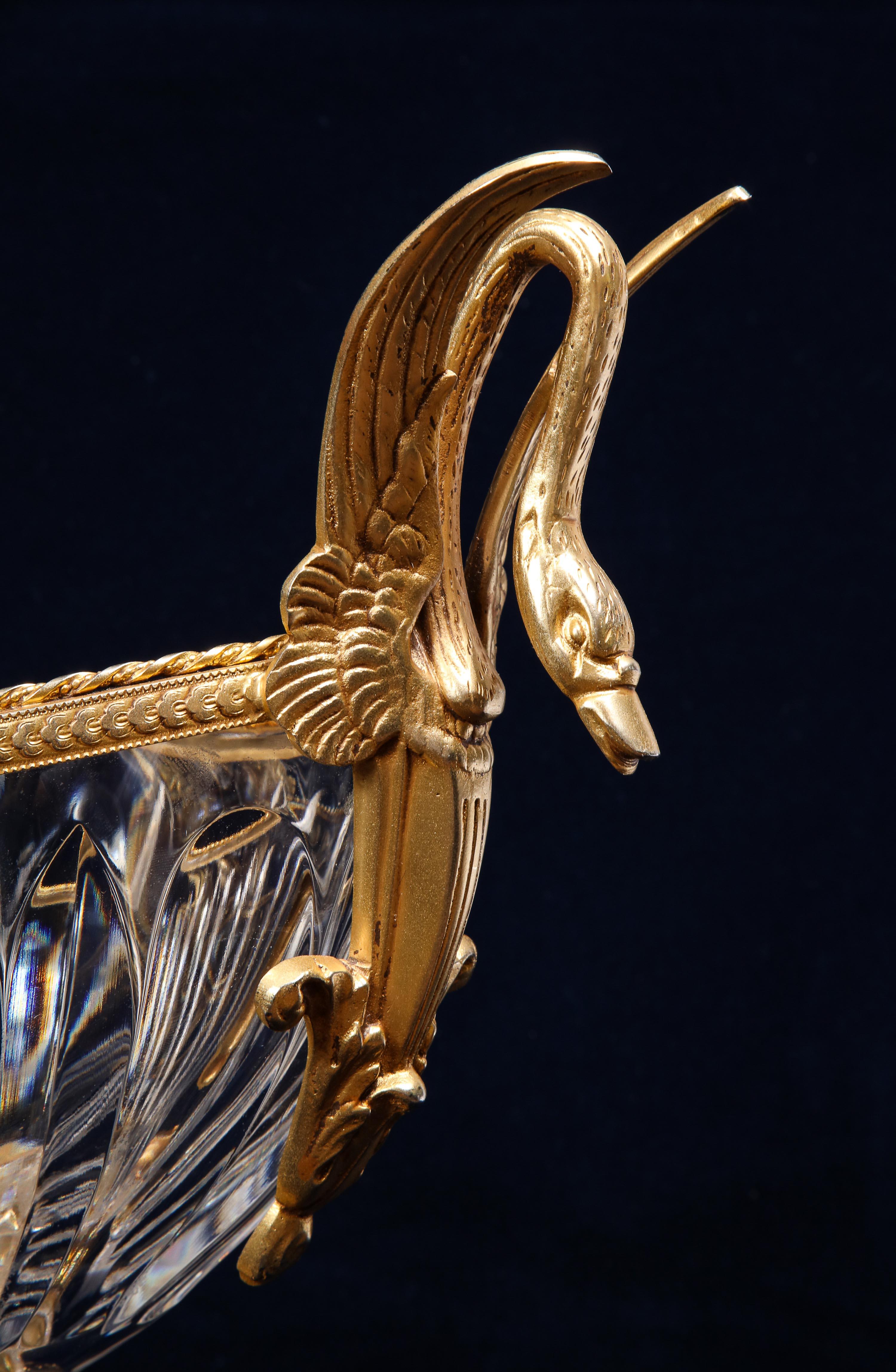 19th Century, Gilt Bronze Mounted Crystal Centerpiece Attributed to Baccarat For Sale 8