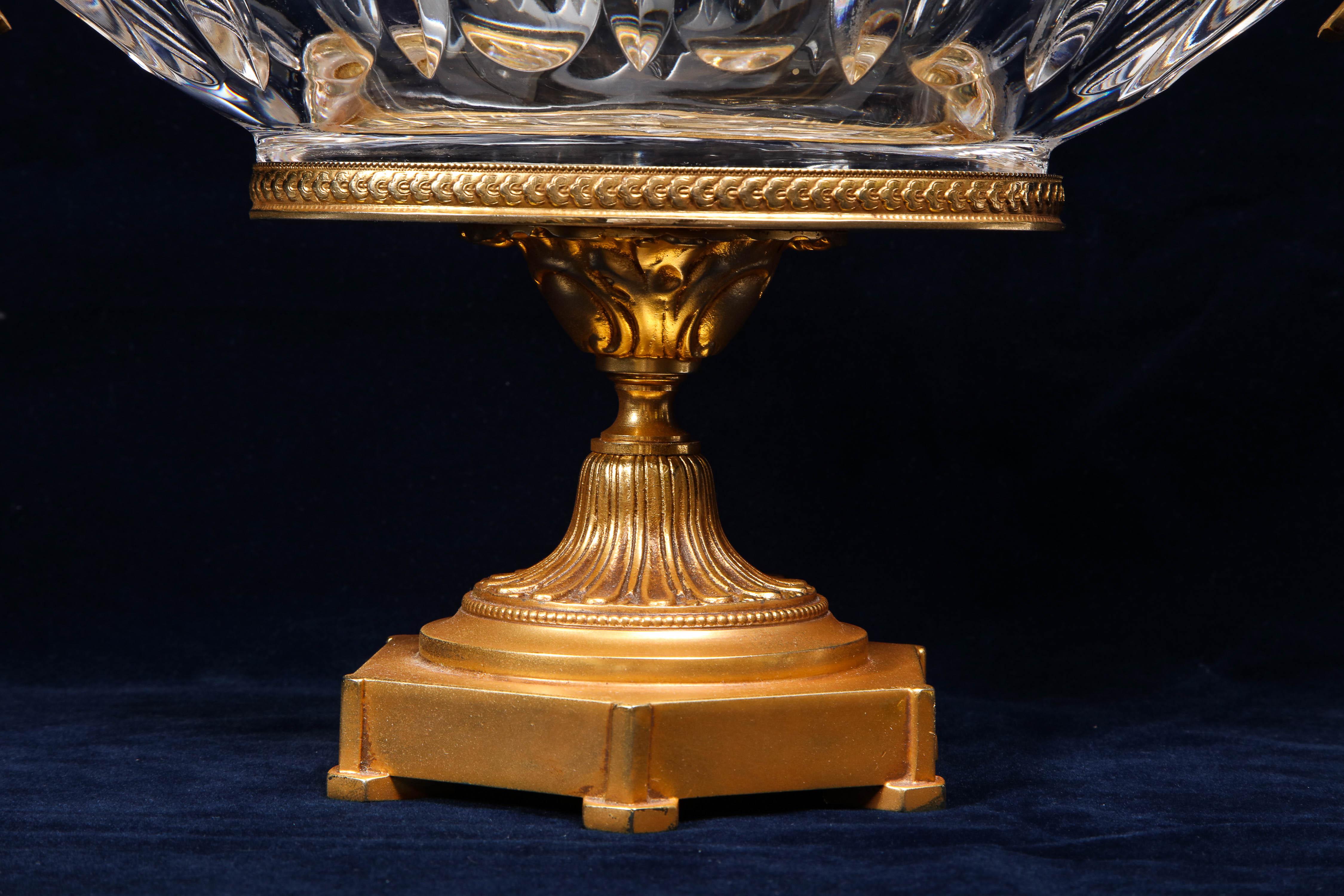 19th Century, Gilt Bronze Mounted Crystal Centerpiece Attributed to Baccarat For Sale 10