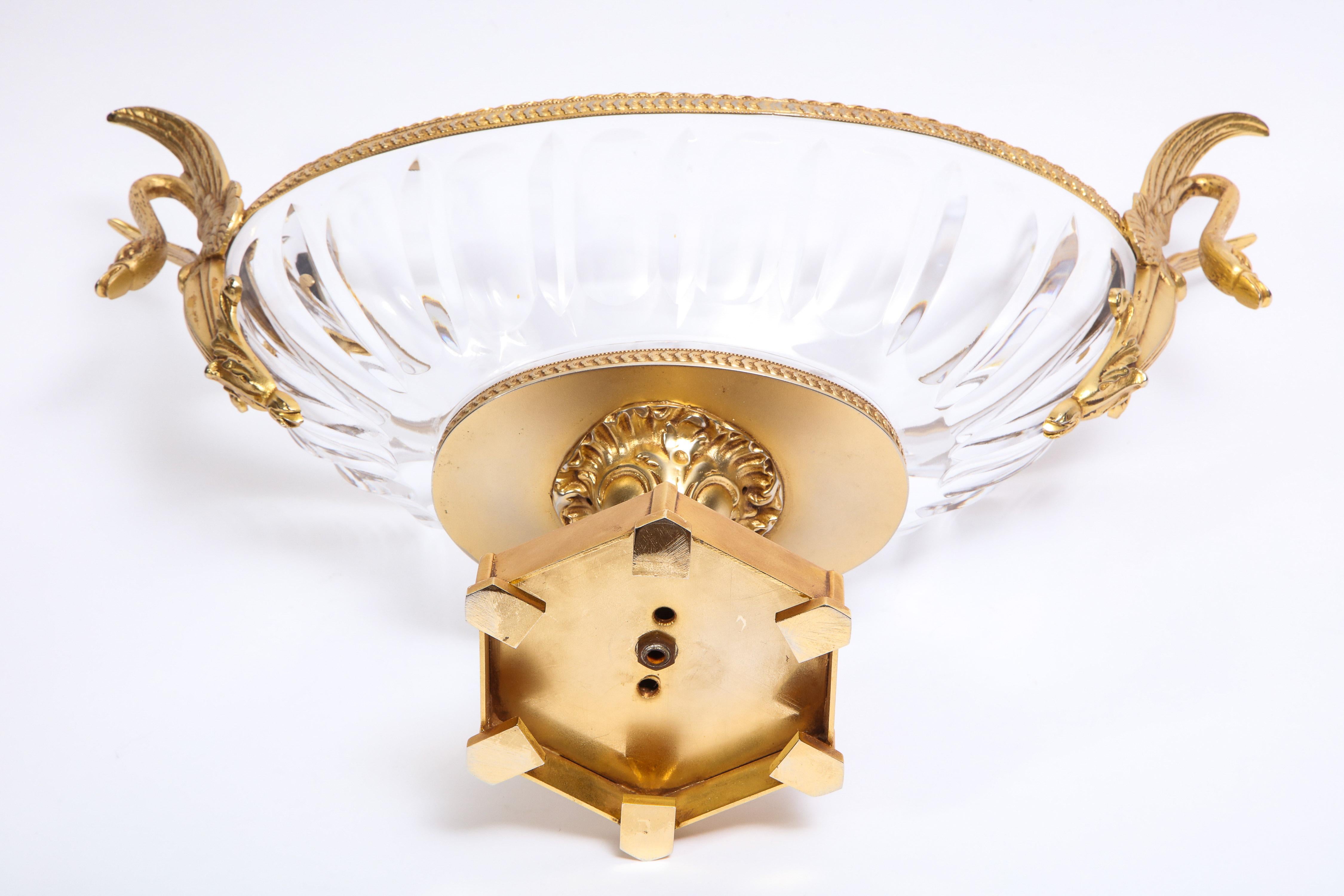 19th Century, Gilt Bronze Mounted Crystal Centerpiece Attributed to Baccarat For Sale 11