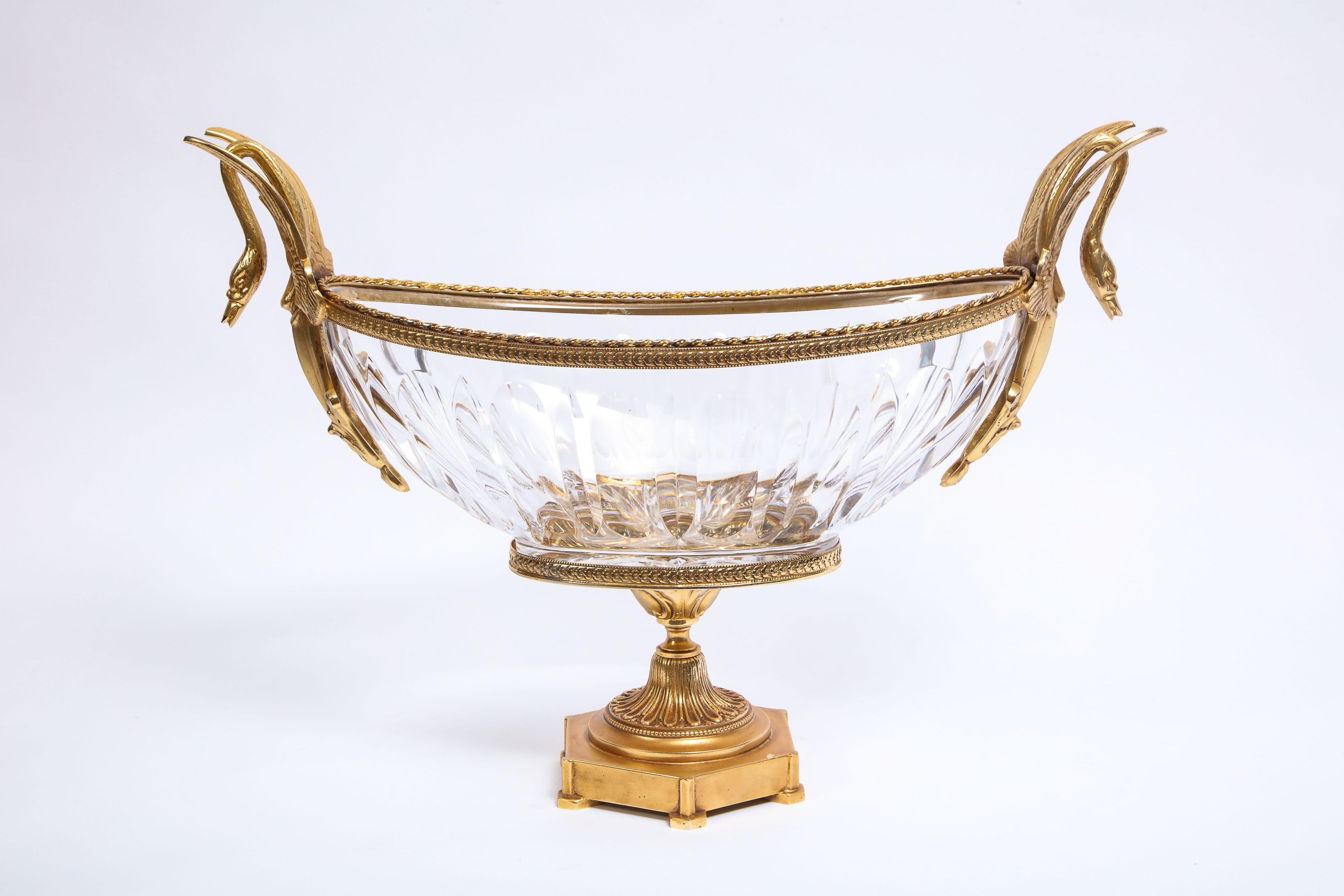 Louis XVI 19th Century, Gilt Bronze Mounted Crystal Centerpiece Attributed to Baccarat For Sale
