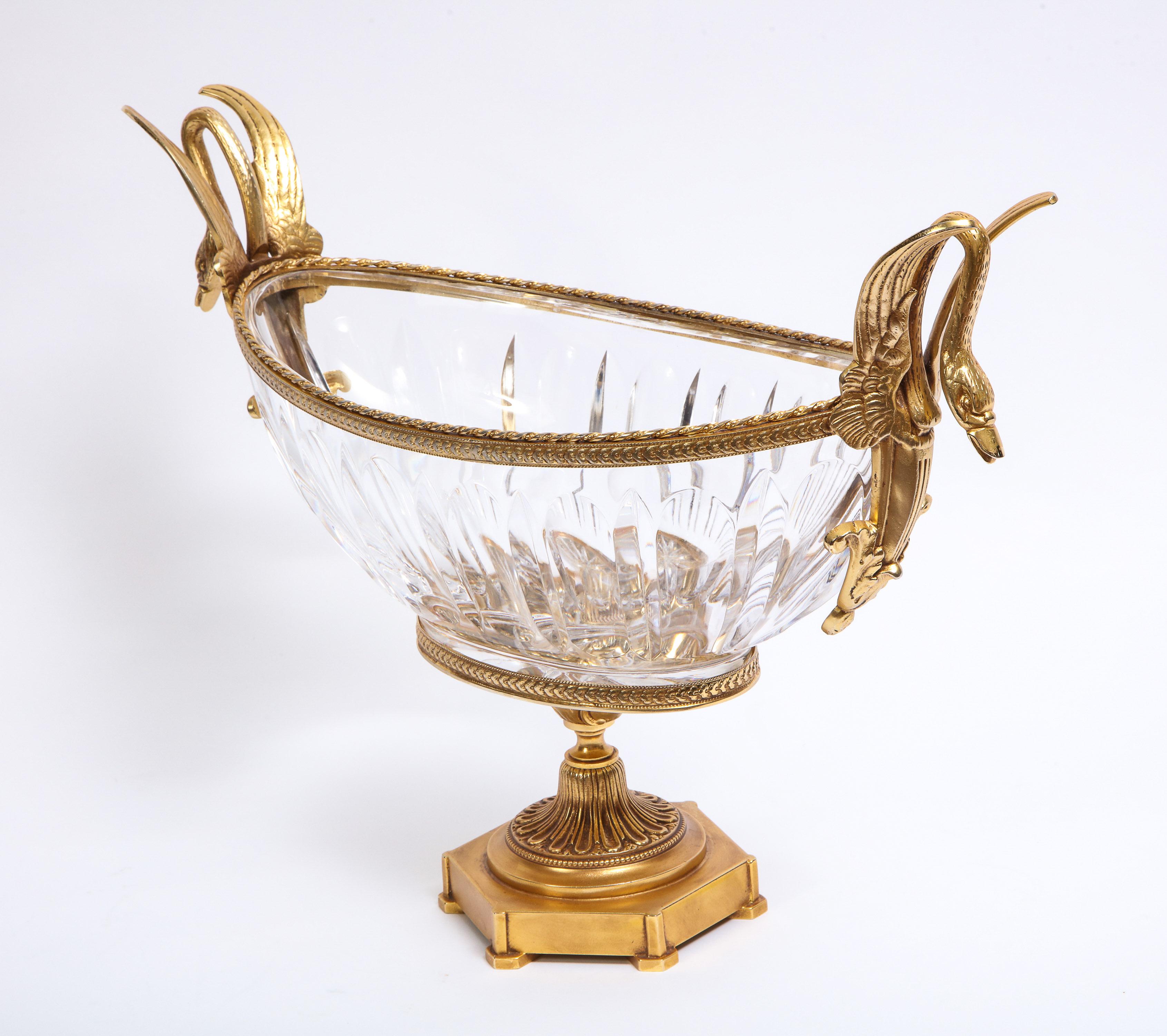 French 19th Century, Gilt Bronze Mounted Crystal Centerpiece Attributed to Baccarat For Sale