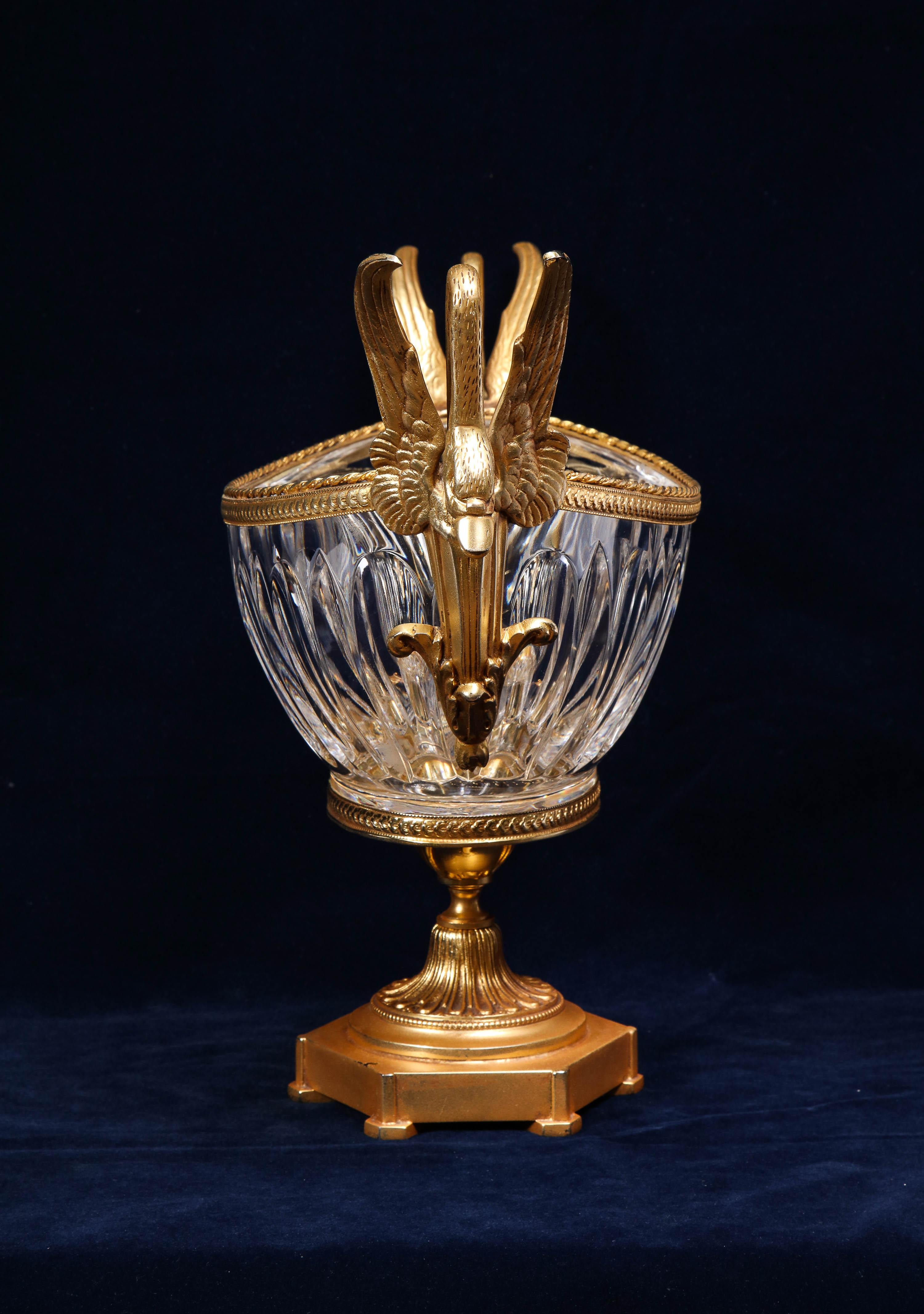 19th Century, Gilt Bronze Mounted Crystal Centerpiece Attributed to Baccarat For Sale 1