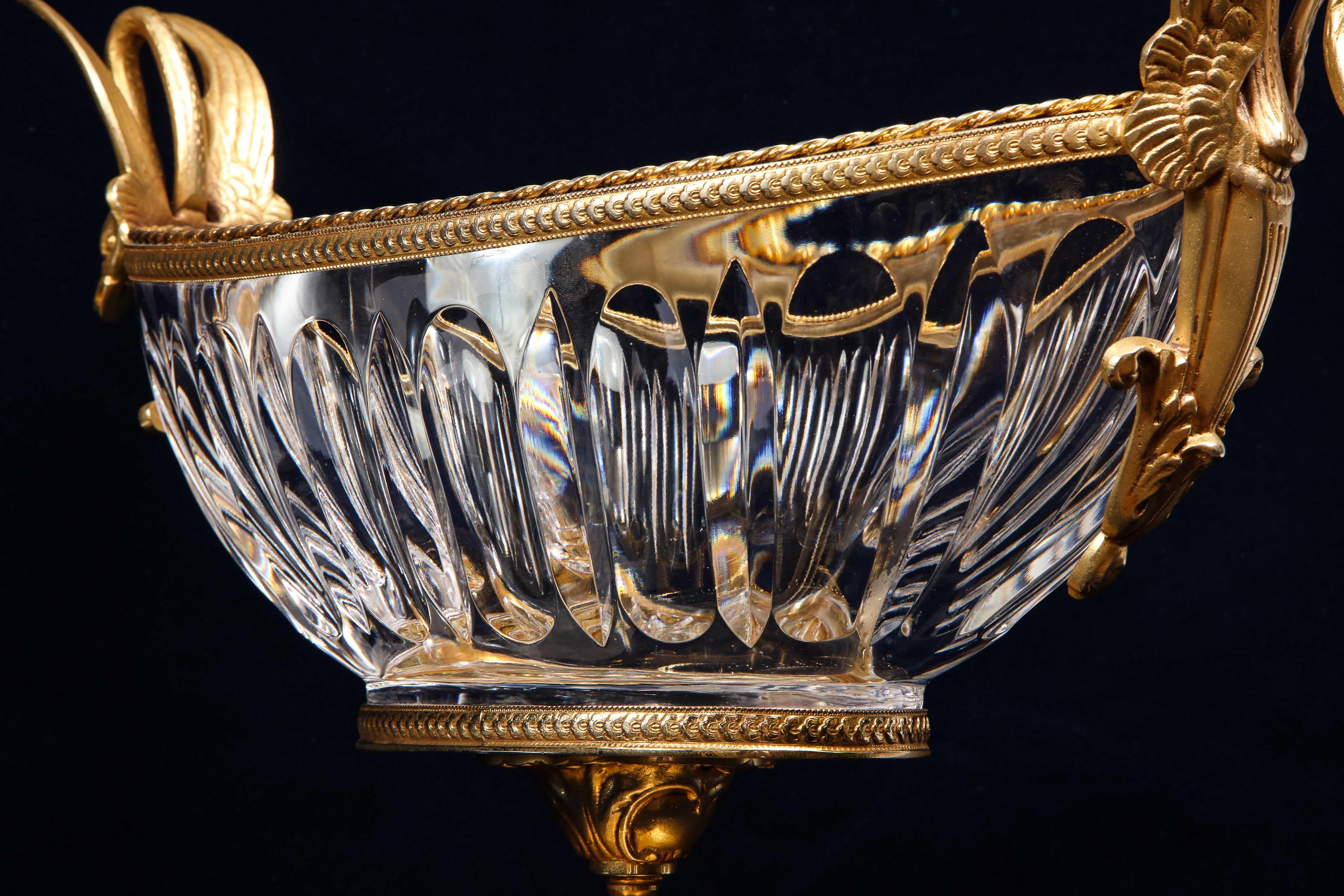 19th Century, Gilt Bronze Mounted Crystal Centerpiece Attributed to Baccarat For Sale 2