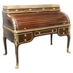 19th Century Gilt Bronze Mounted Exhibition Bureau a Cylindre by Henry Dasson