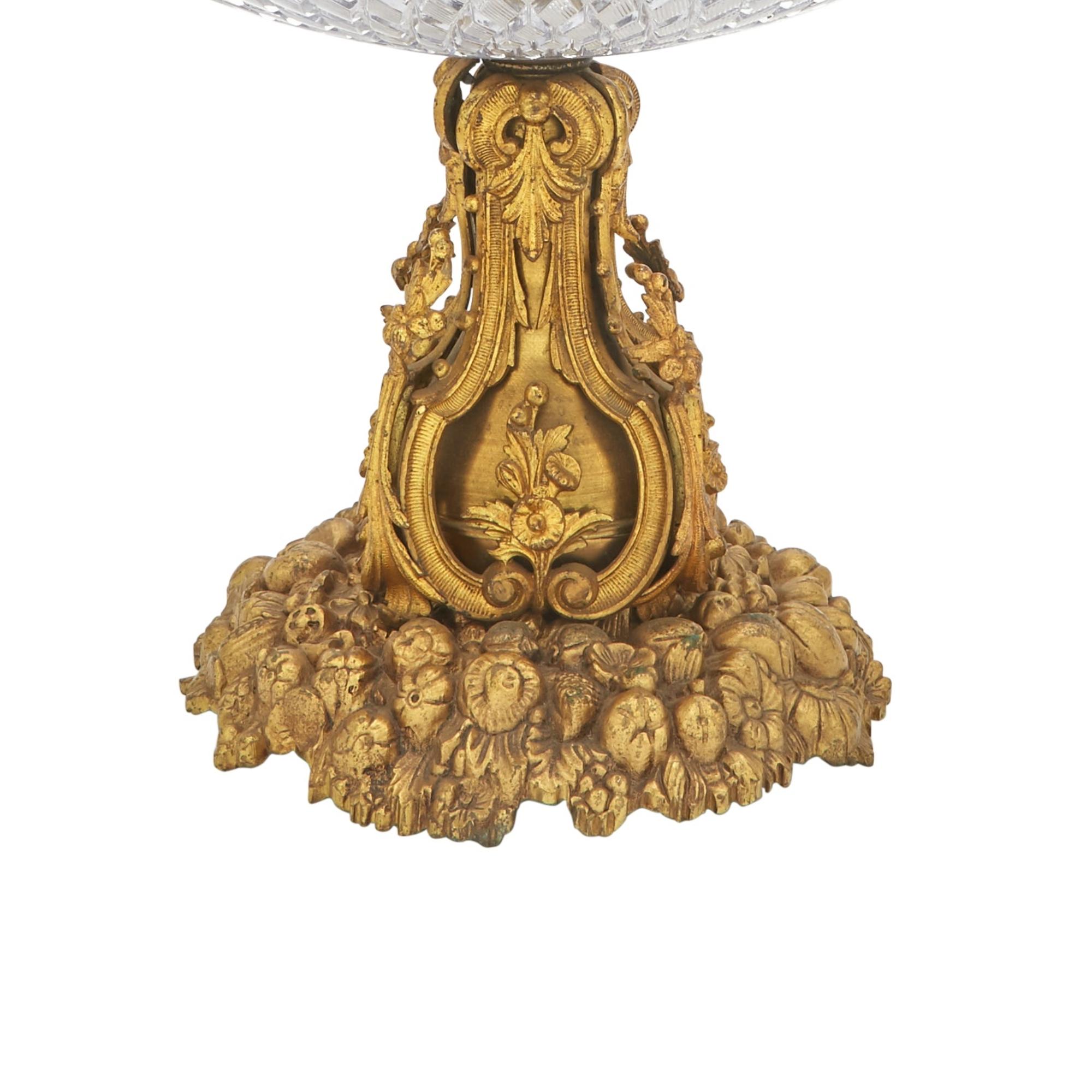 Mid-19th Century 19th Century Gilt Bronze Mounted / Molded Glass Napoleon III Centerpiece For Sale