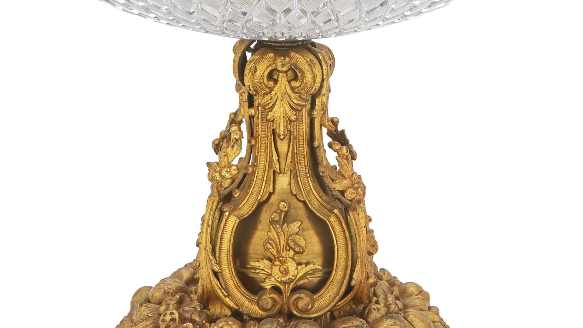 19th Century Gilt Bronze Mounted / Molded Glass Napoleon III Centerpiece For Sale 3