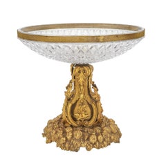 Centro de mesa Napoleón III, siglo XIX, montado en bronce dorado/vidrio moldeado
