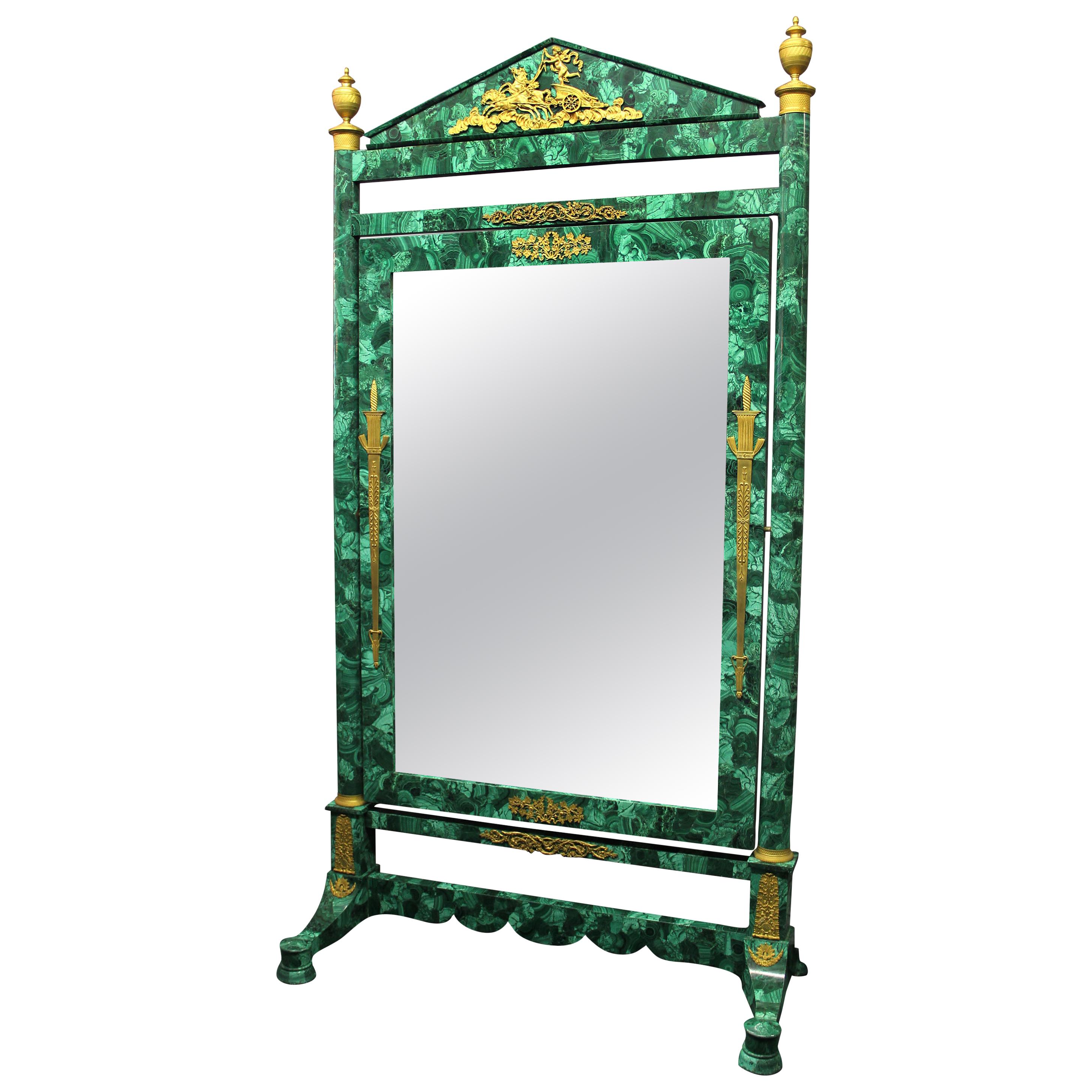 19th Century Gilt Bronze-Mounted Napoleon III Malachite Dressing Mirror