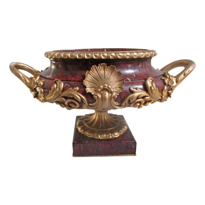 19th Century Gilt Bronze-Mounted Rouge Griotte Marble Jardinière For Sale