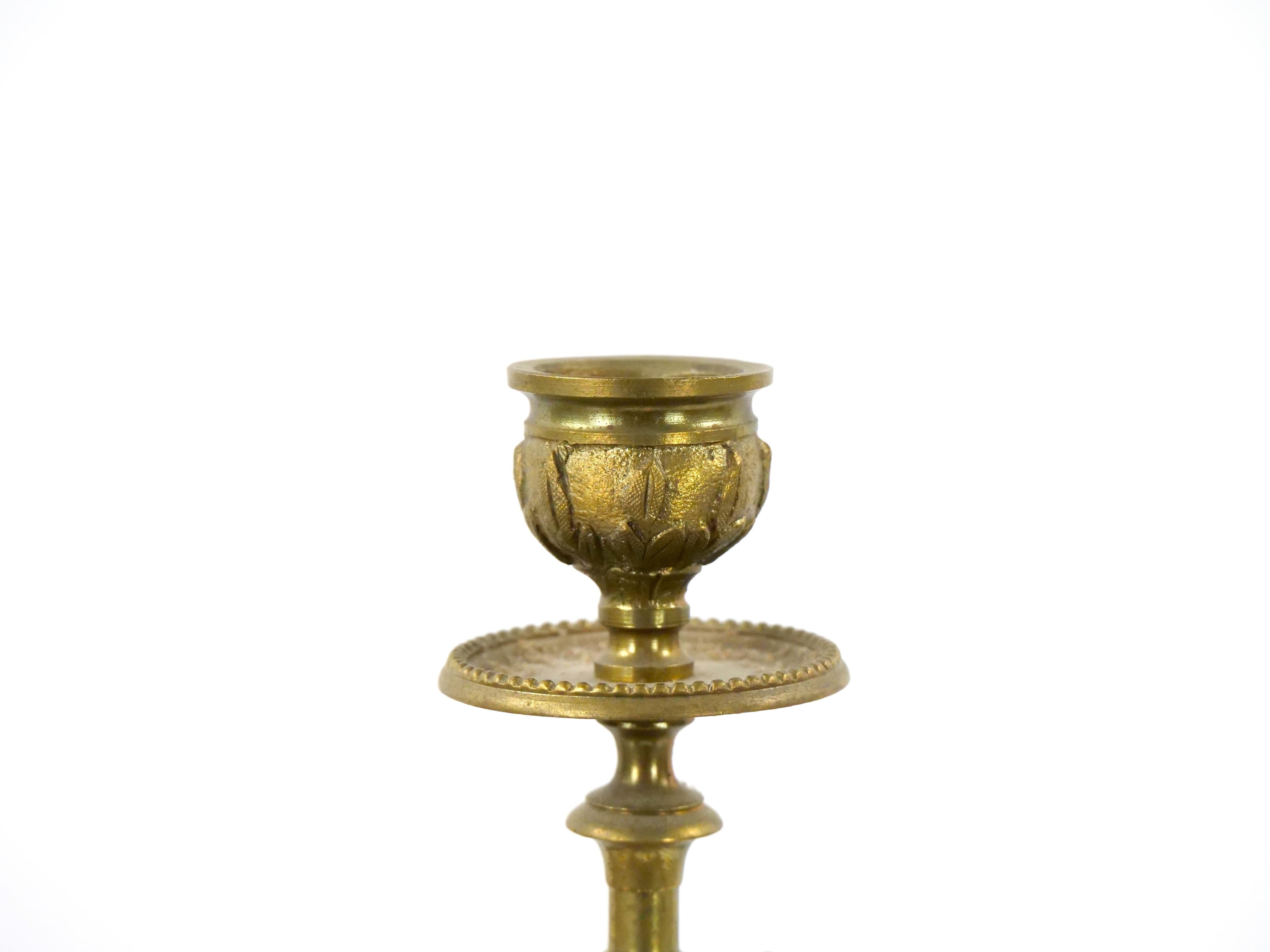 19th Century Gilt Bronze-Mounted Slate & rouge Marble Five Arm Candelabra For Sale 8