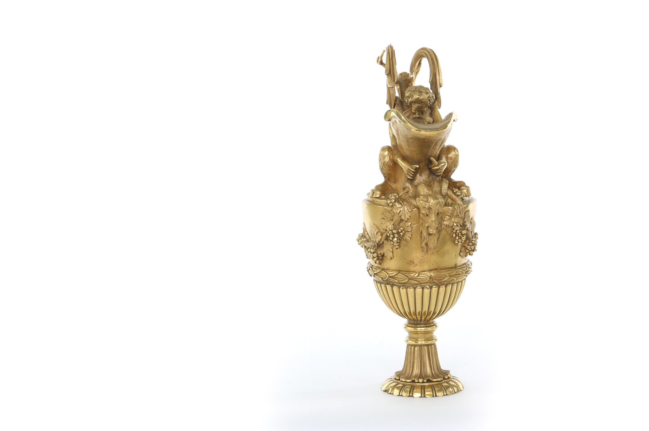 19th Century Gilt Bronze Ormolu Amphora / Ewer In Good Condition For Sale In Tarry Town, NY