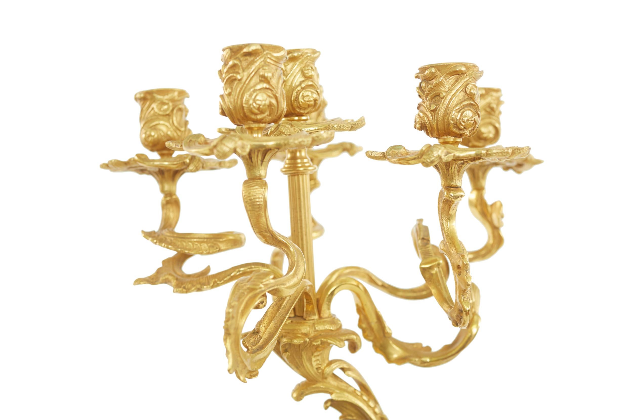 Gold 19th Century Gilt Bronze Ormolu Candelabras For Sale