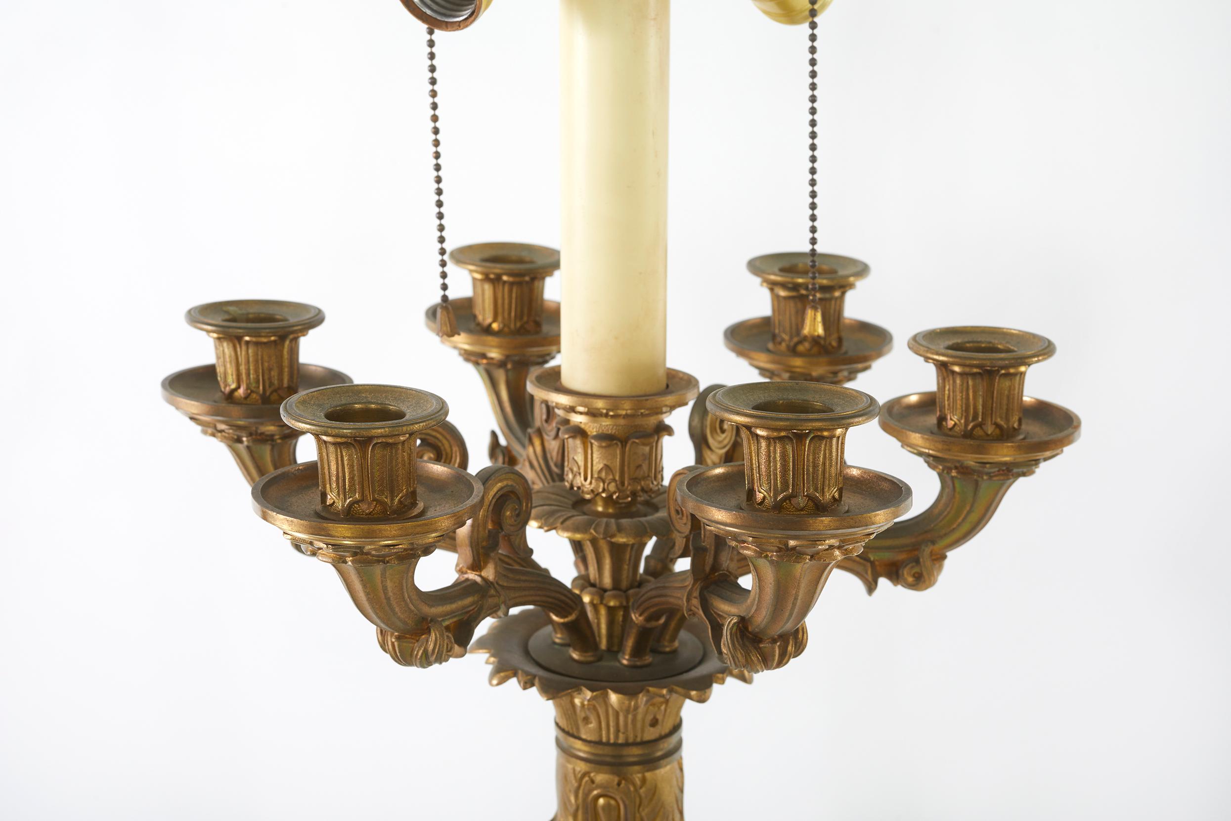 19th Century Gilt Bronze Pair Table Lamp 7