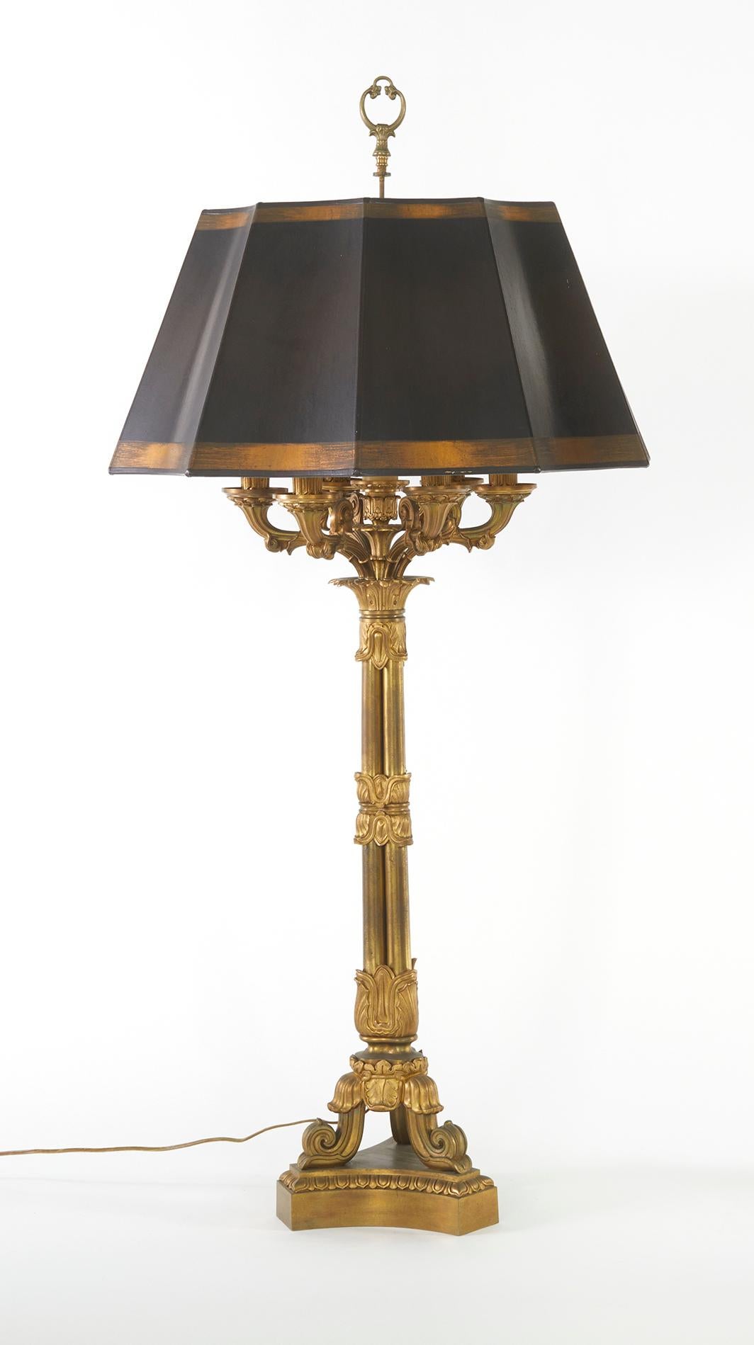 19th Century Gilt Bronze Pair Table Lamp 2