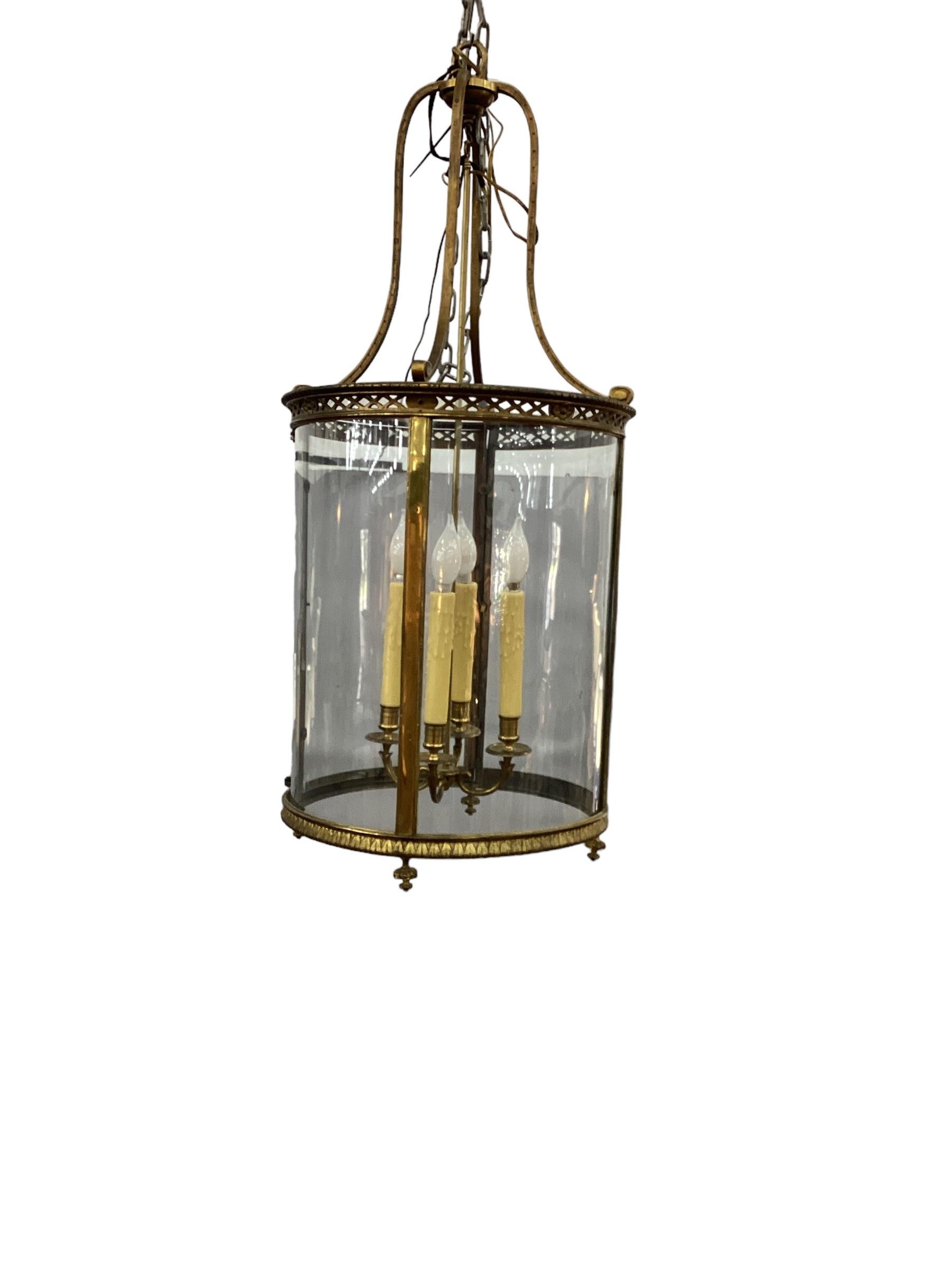 English 19th Century Gilt Bronze Regency Style Hall Lantern  For Sale