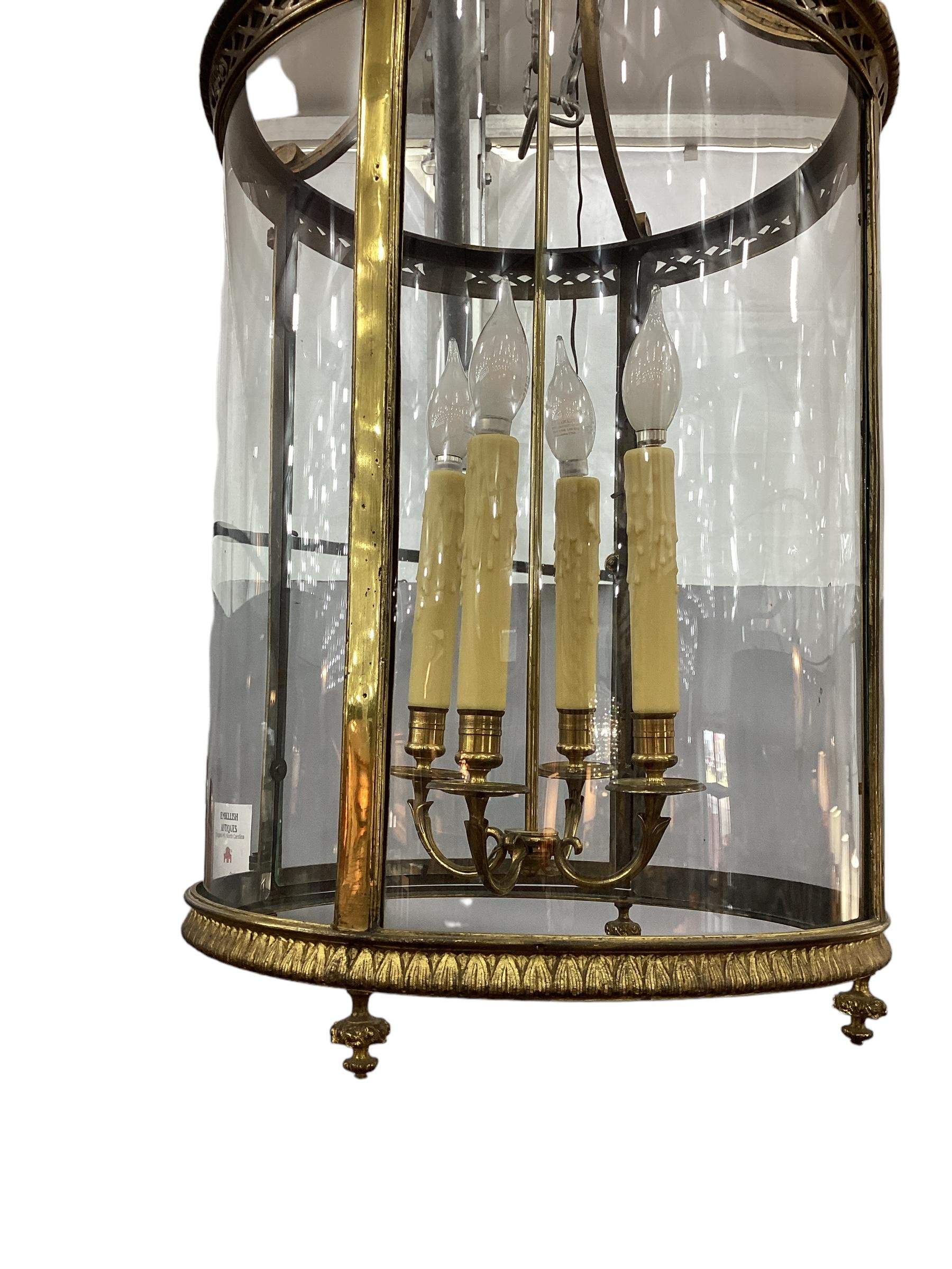 19th Century Gilt Bronze Regency Style Hall Lantern  In Good Condition For Sale In Chapel Hill, NC