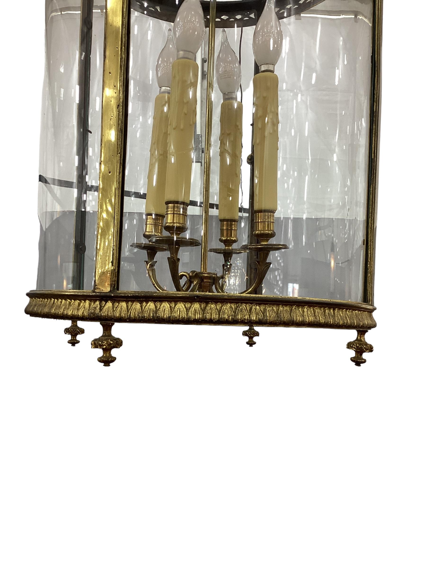 19th Century Gilt Bronze Regency Style Hall Lantern  For Sale 1
