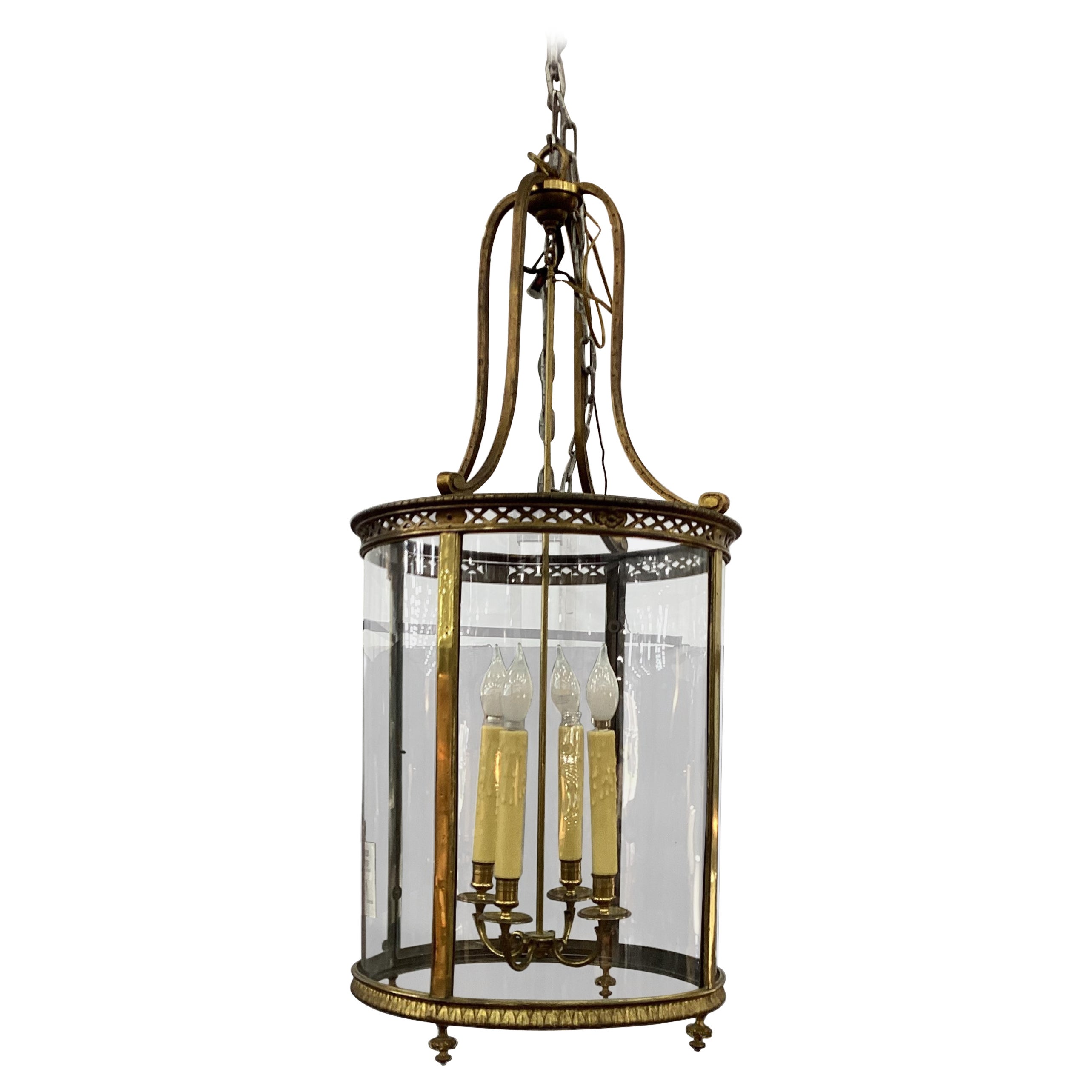 19th Century Gilt Bronze Regency Style Hall Lantern
