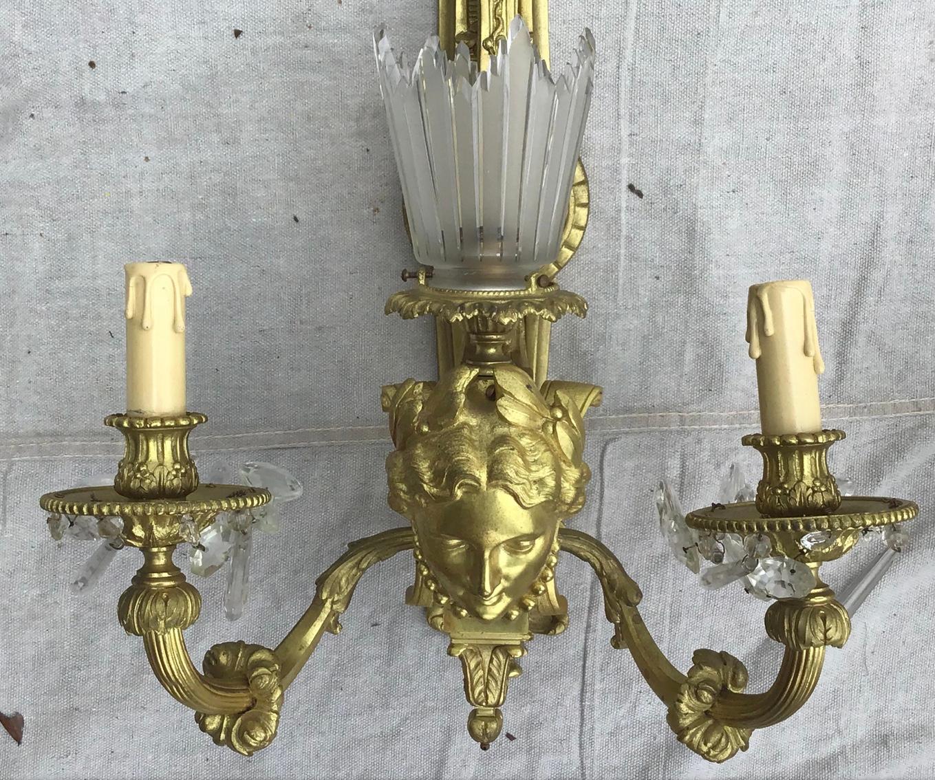 19th Century Belle Epoque Gilt Bronze Sconces, a Pair For Sale 2