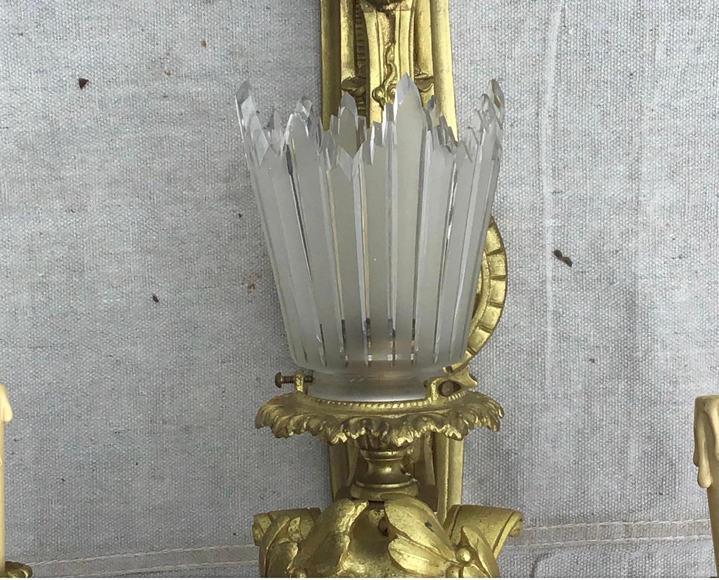 19th Century Belle Epoque Gilt Bronze Sconces, a Pair For Sale 3