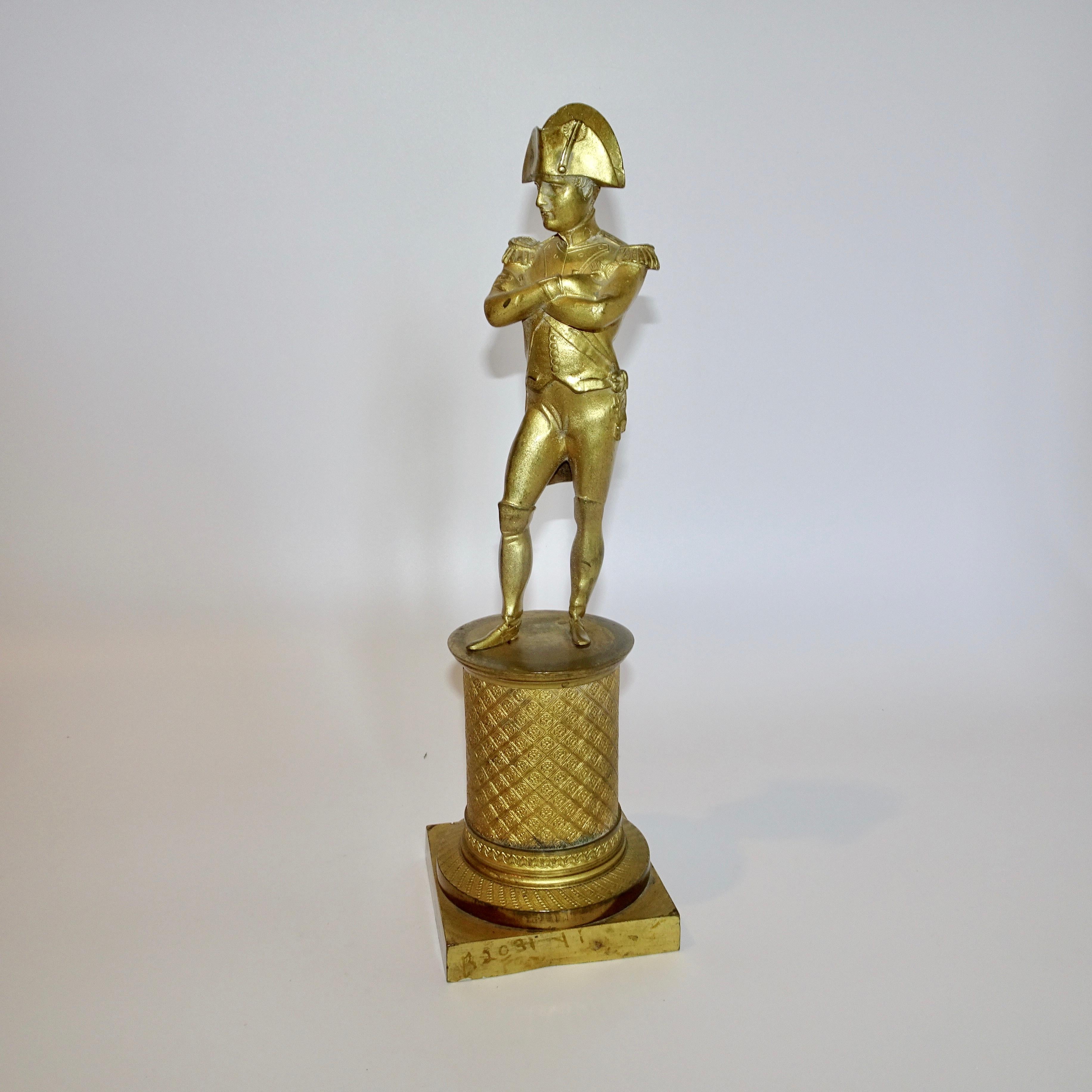 French 19th Century Gilt Bronze Standing Figure of Napoleon I on Gilt Bronze Base For Sale