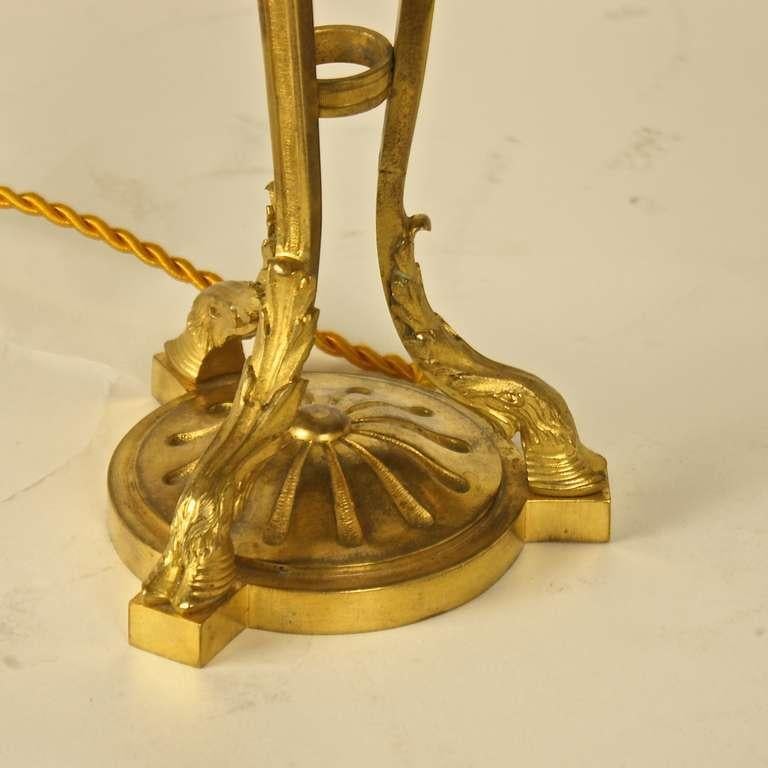 French Louis XVI Egyptian Revival Gilt Bronze 3-Light Table Lamp, ca. 1900 2