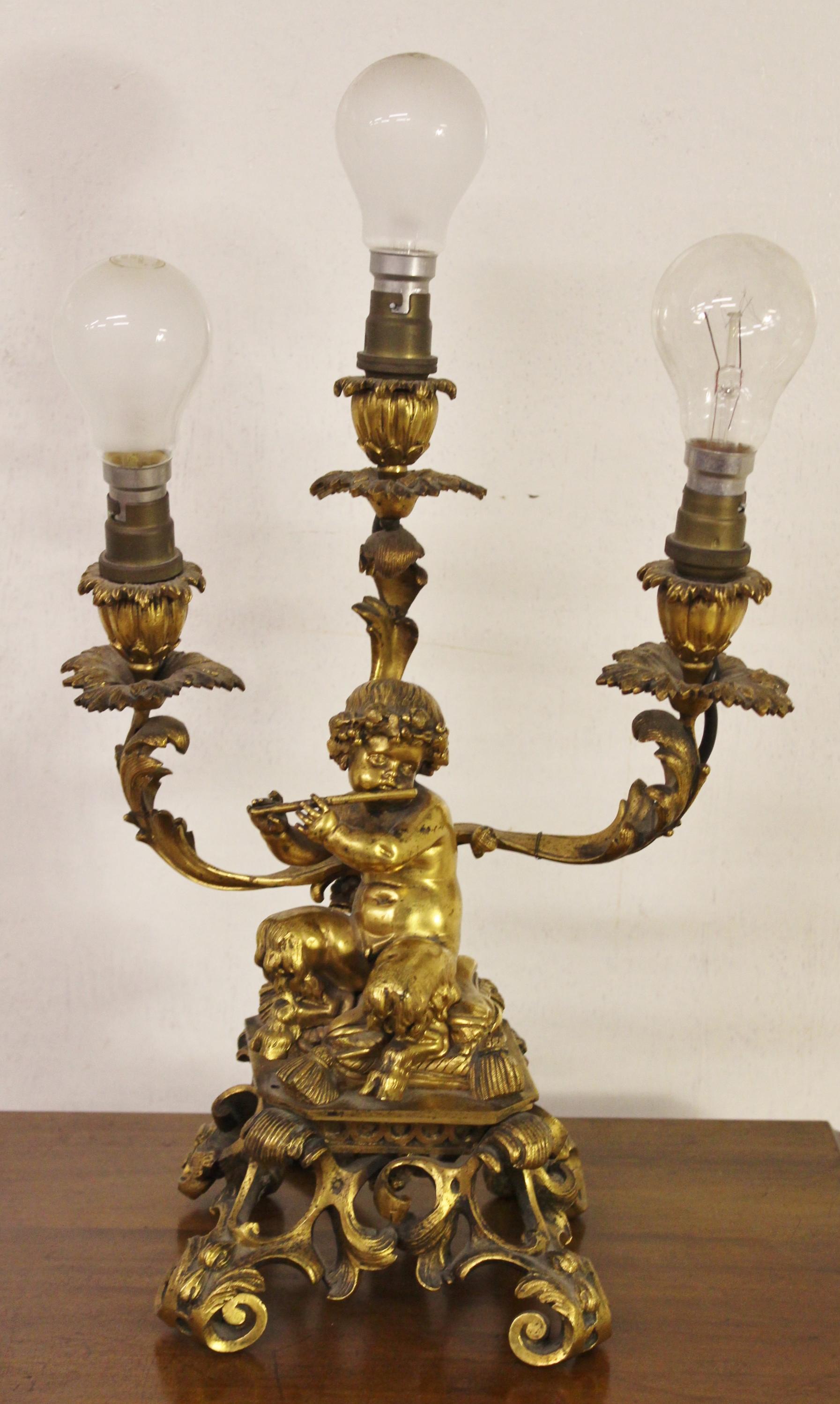 19th Century Gilt Bronze Table Lamp For Sale 2