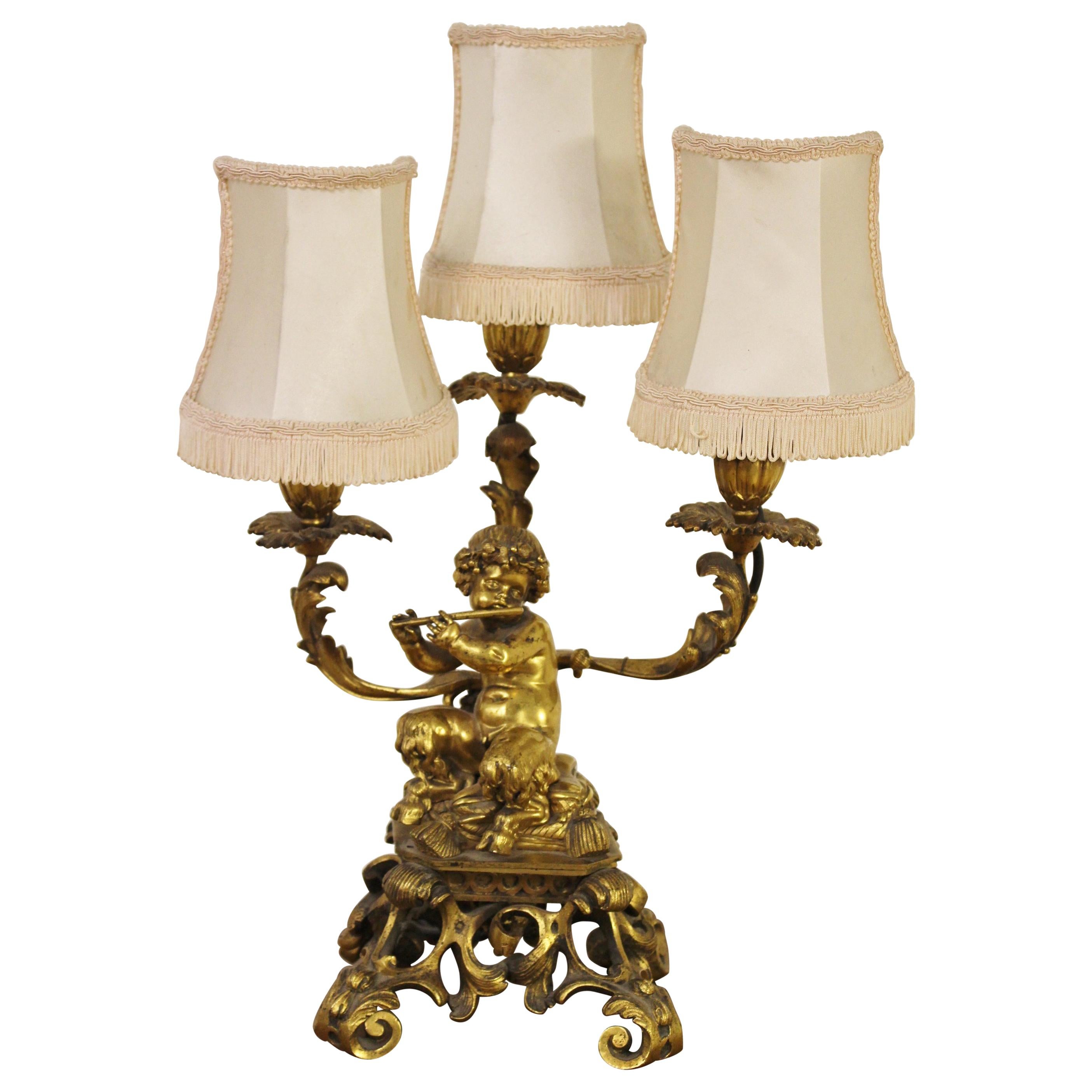 19th Century Gilt Bronze Table Lamp For Sale