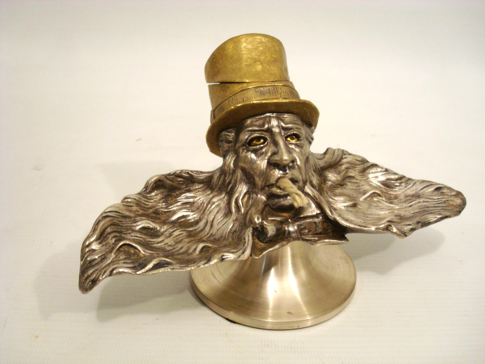 Allume-cigares de table en bronze doré du 19e siècle, en forme d'homme barbu en vente 5