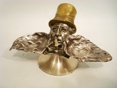 19th Century Gilt Bronze Tabletop Cigar Lighter in the Form of a Beared Man