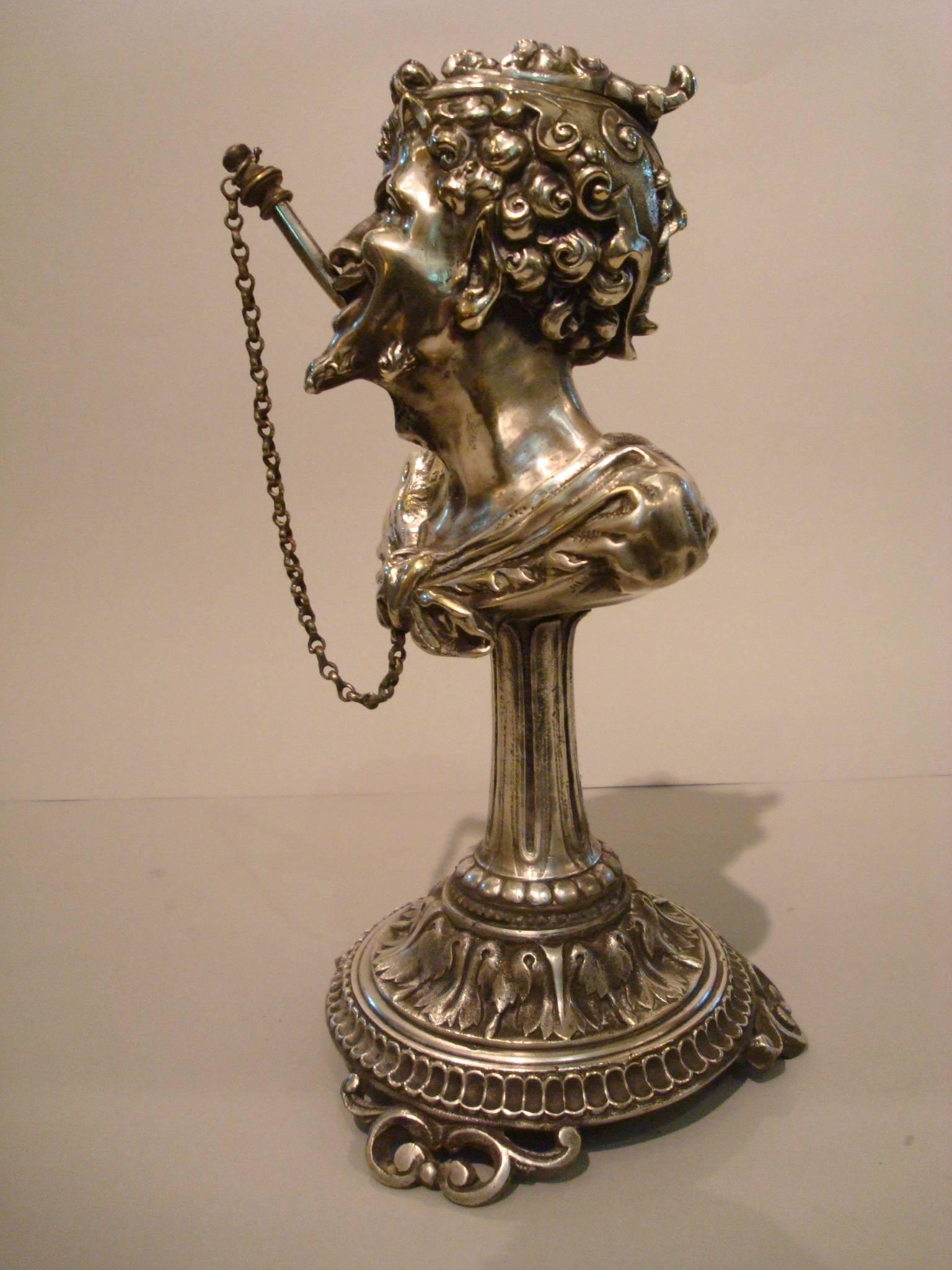 19th Century Gilt Bronze Tabletop Cigar Lighter in the Form of a Satyr or Devil 1