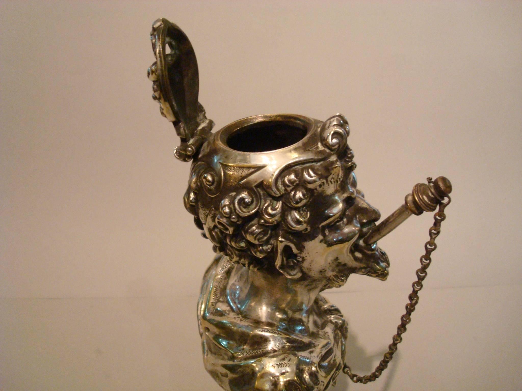 French 19th Century Gilt Bronze Tabletop Cigar Lighter in the Form of a Satyr or Devil