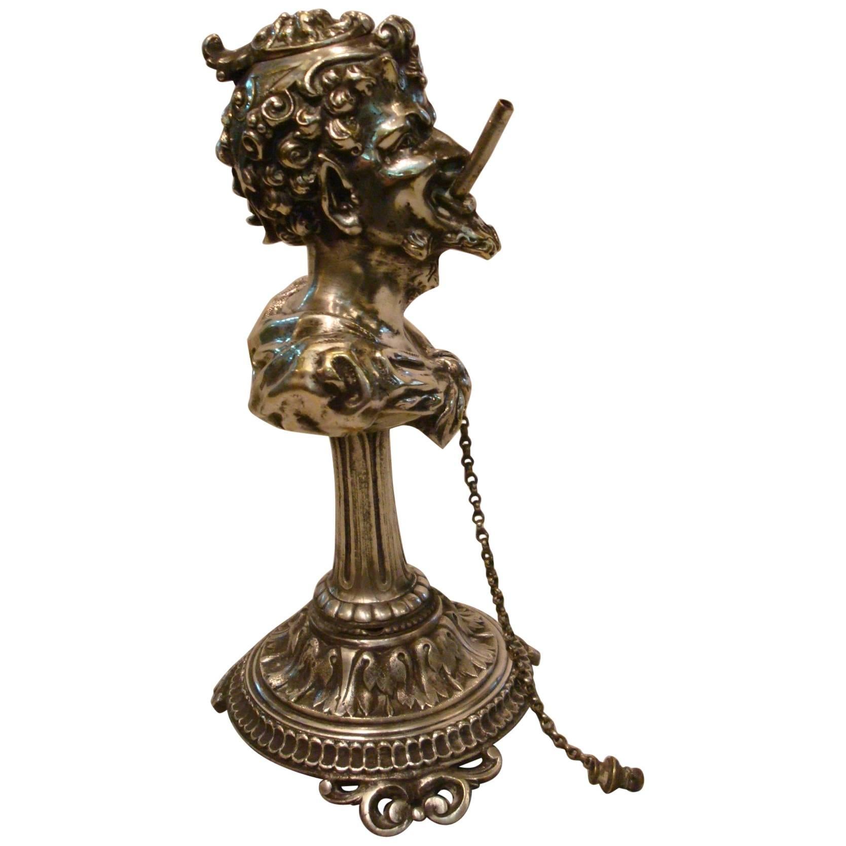 19th Century Gilt Bronze Tabletop Cigar Lighter in the Form of a Satyr or Devil