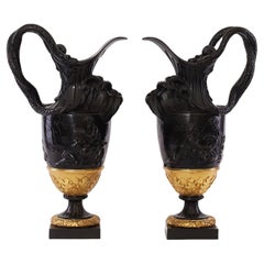 19th Century Gilt Bronze Two-Piece Mantle Urns