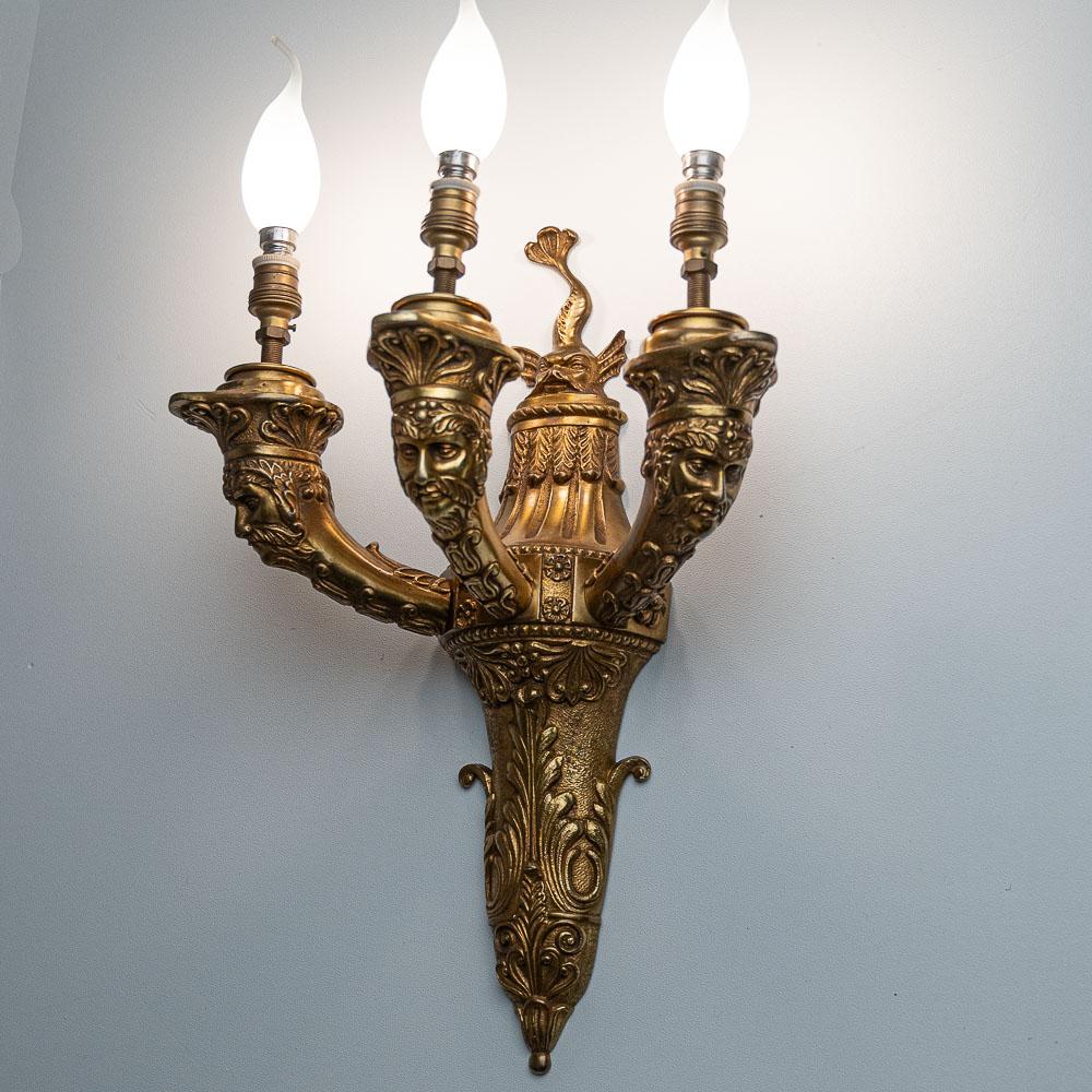 French 19th Century Gilt Bronze Wall Lights For Sale