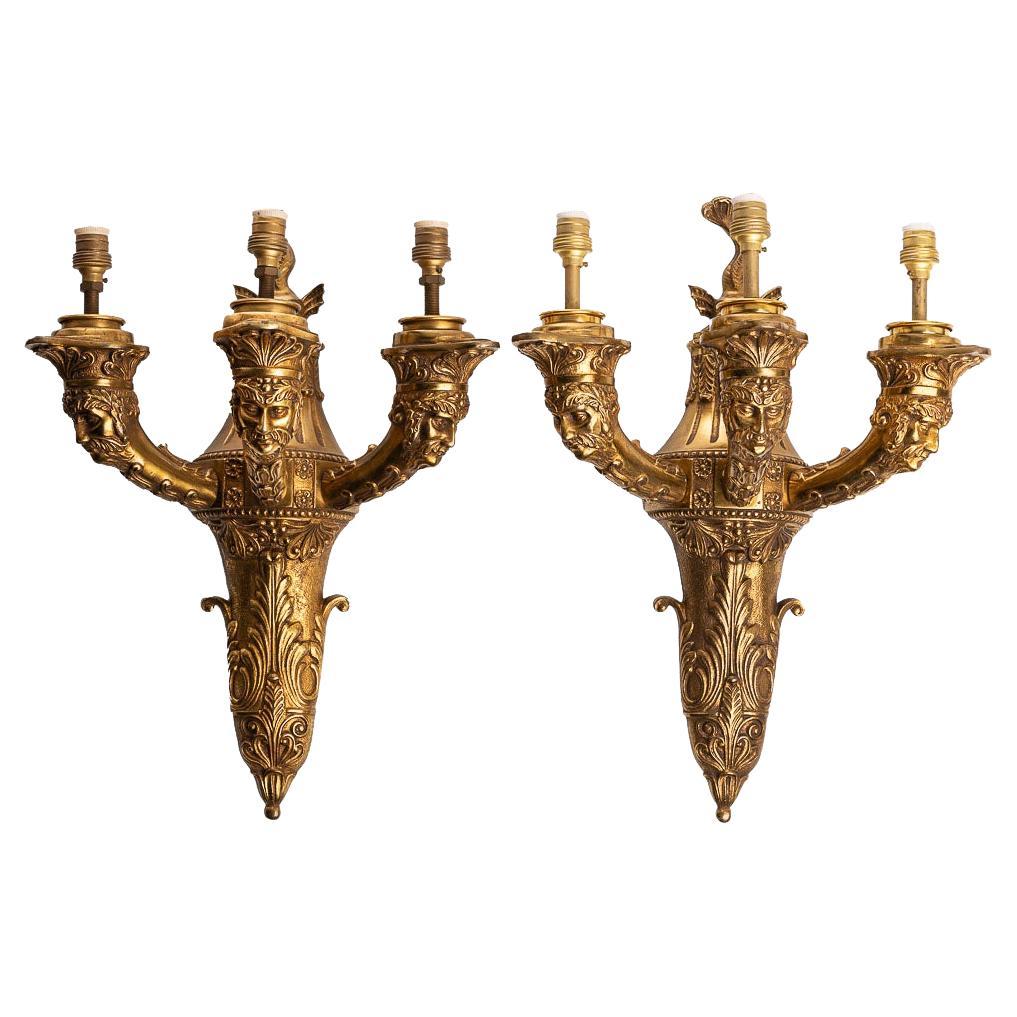 19th Century Gilt Bronze Wall Lights For Sale
