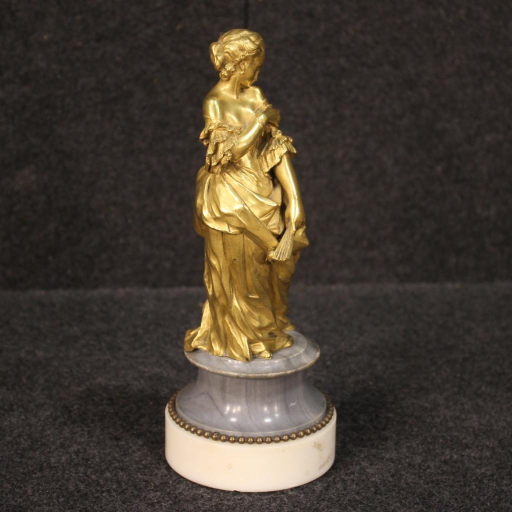 19th Century Gilt Bronze with Marble Base Lady French Sculpture, 1880 7